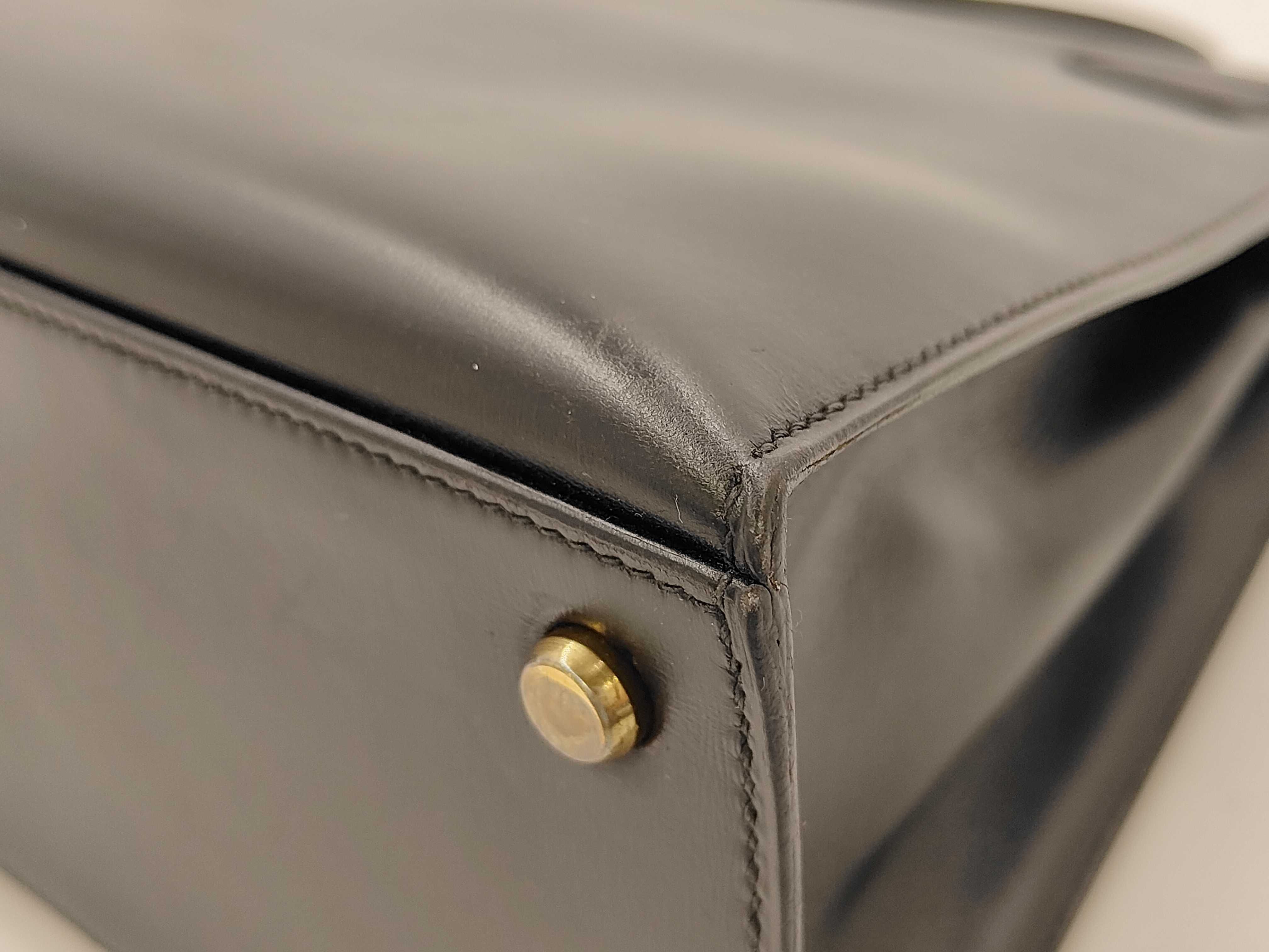 Kelly 28, Sellier Box Calf Leather, Black, Gold Hardware, K Stamp, Handbag — view 6