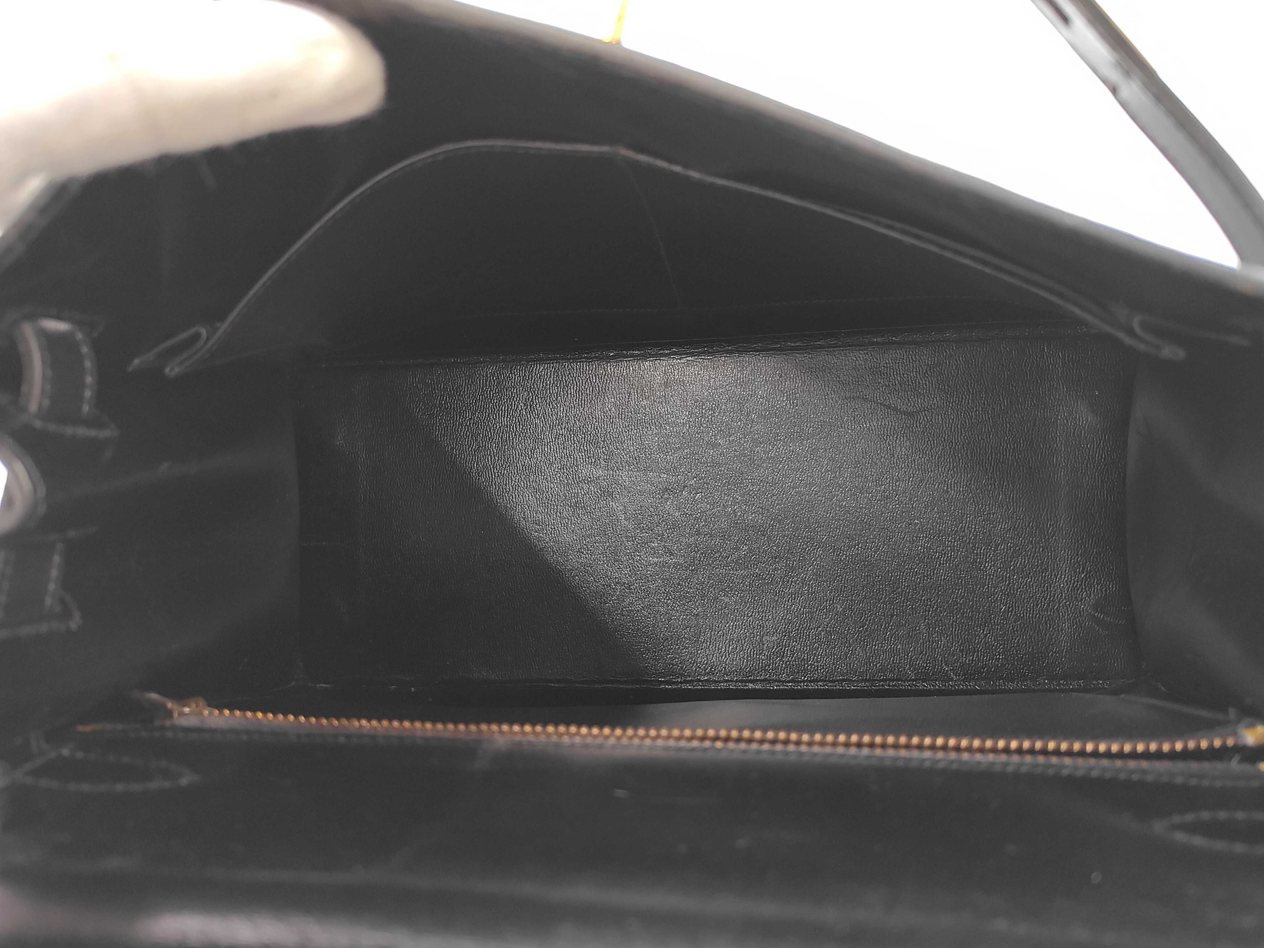 Kelly 28, Sellier Box Calf Leather, Black, Gold Hardware, K Stamp, Handbag — view 9