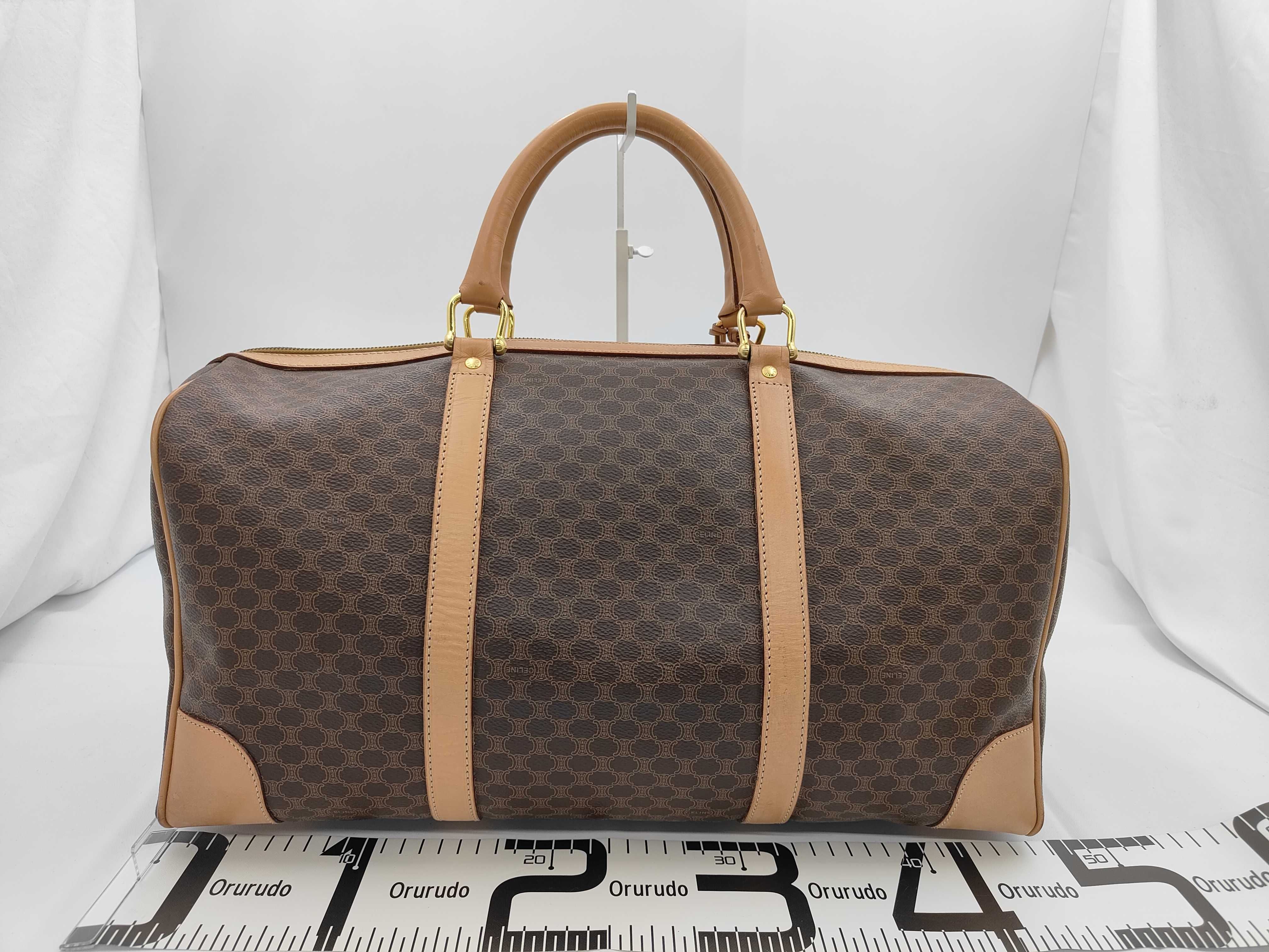 PVC Macadam Boston Bag, Brown, Gold Hardware, with Padlock, 2 Keys, and Clochette. — view 2