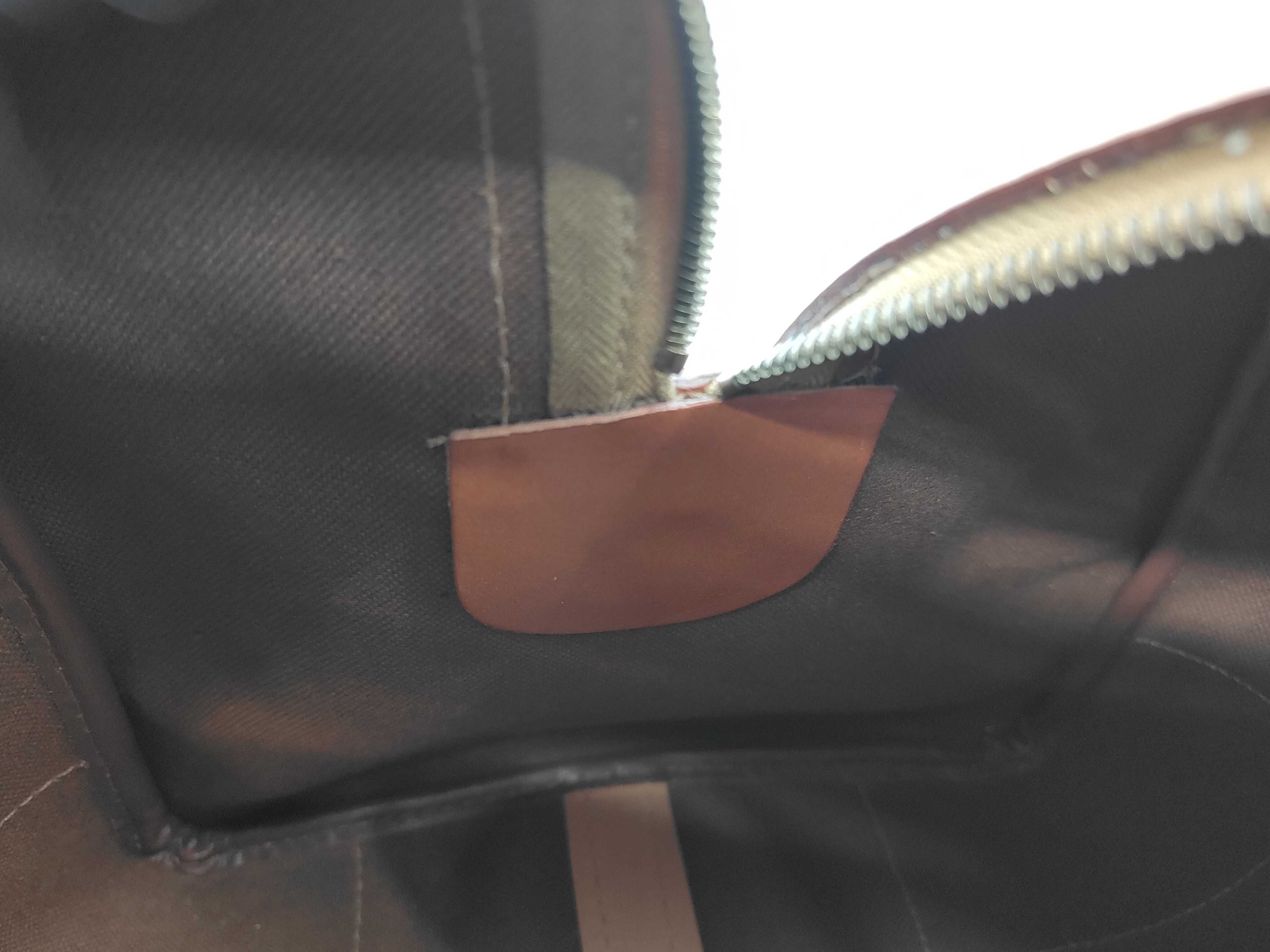 PVC Macadam Boston Bag, Brown, Gold Hardware, with Padlock, 2 Keys, and Clochette. — view 12
