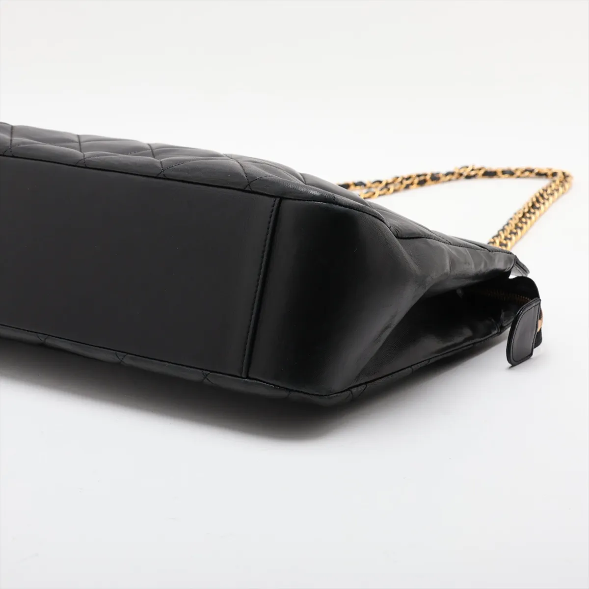 Matelassé Lambskin Chain Tote Bag, Black with Gold Hardware, Item No. 1373252 — view 3