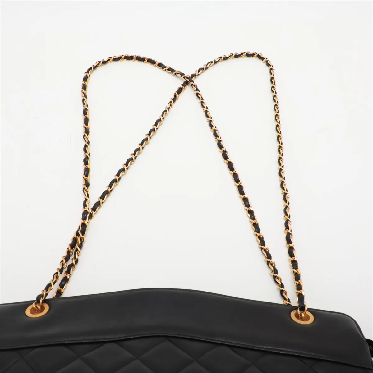 Matelassé Lambskin Chain Tote Bag, Black with Gold Hardware, Item No. 1373252 — view 6