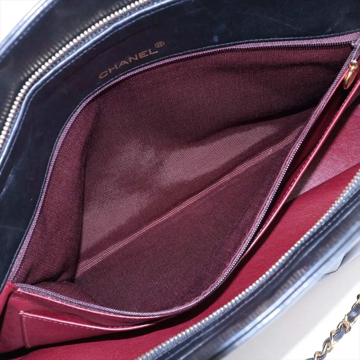 Matelassé Lambskin Chain Tote Bag, Black with Gold Hardware, Item No. 1373252 — view 8