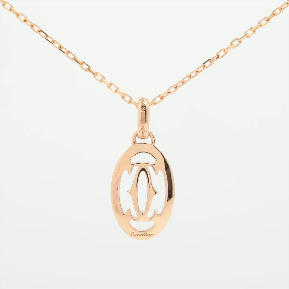 Logo Double C Diamond Necklace, 750 (PG), 4.2g, TI5068, Lobster clasp bent. — view 2