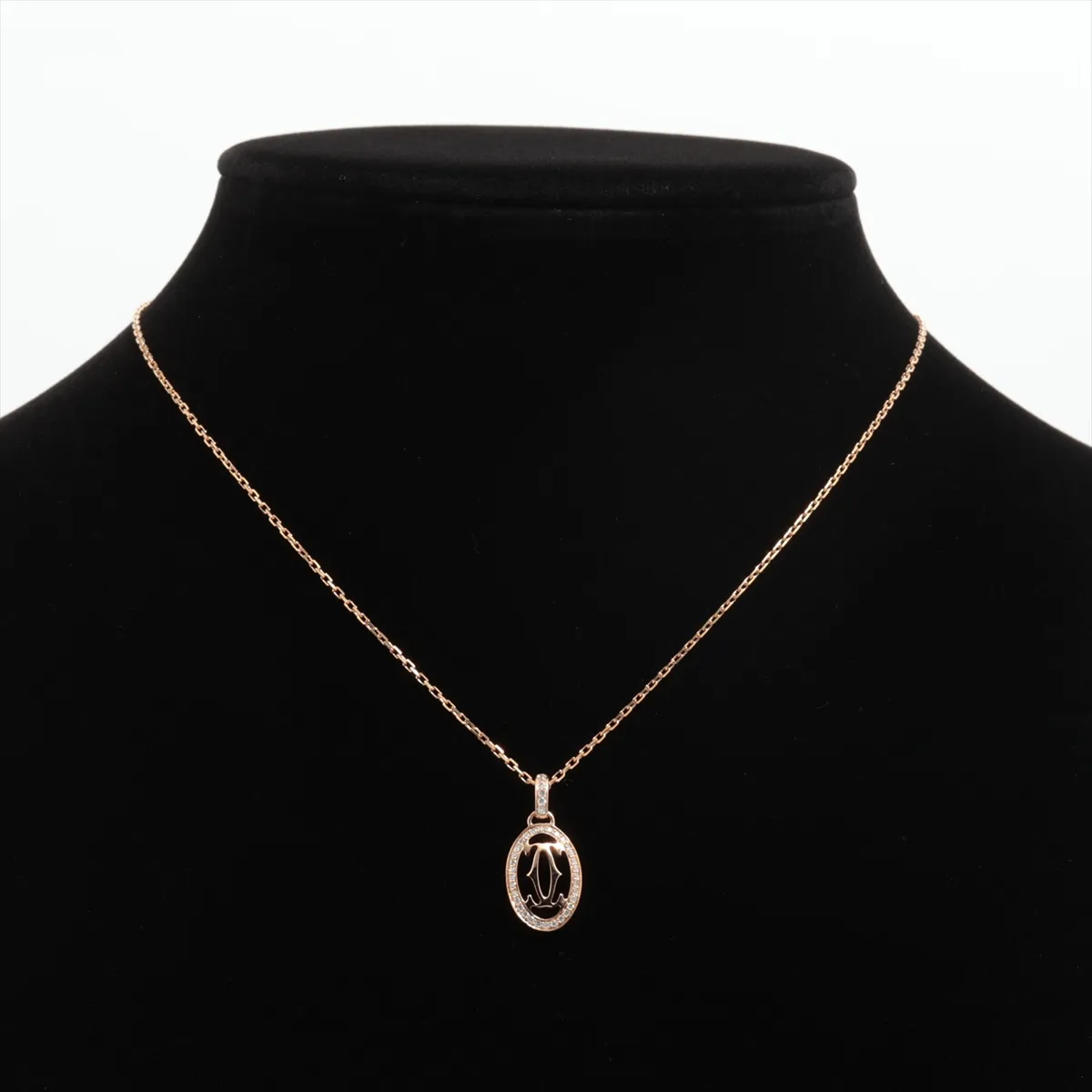 Logo Double C Diamond Necklace, 750 (PG), 4.2g, TI5068, Lobster clasp bent. — view 5