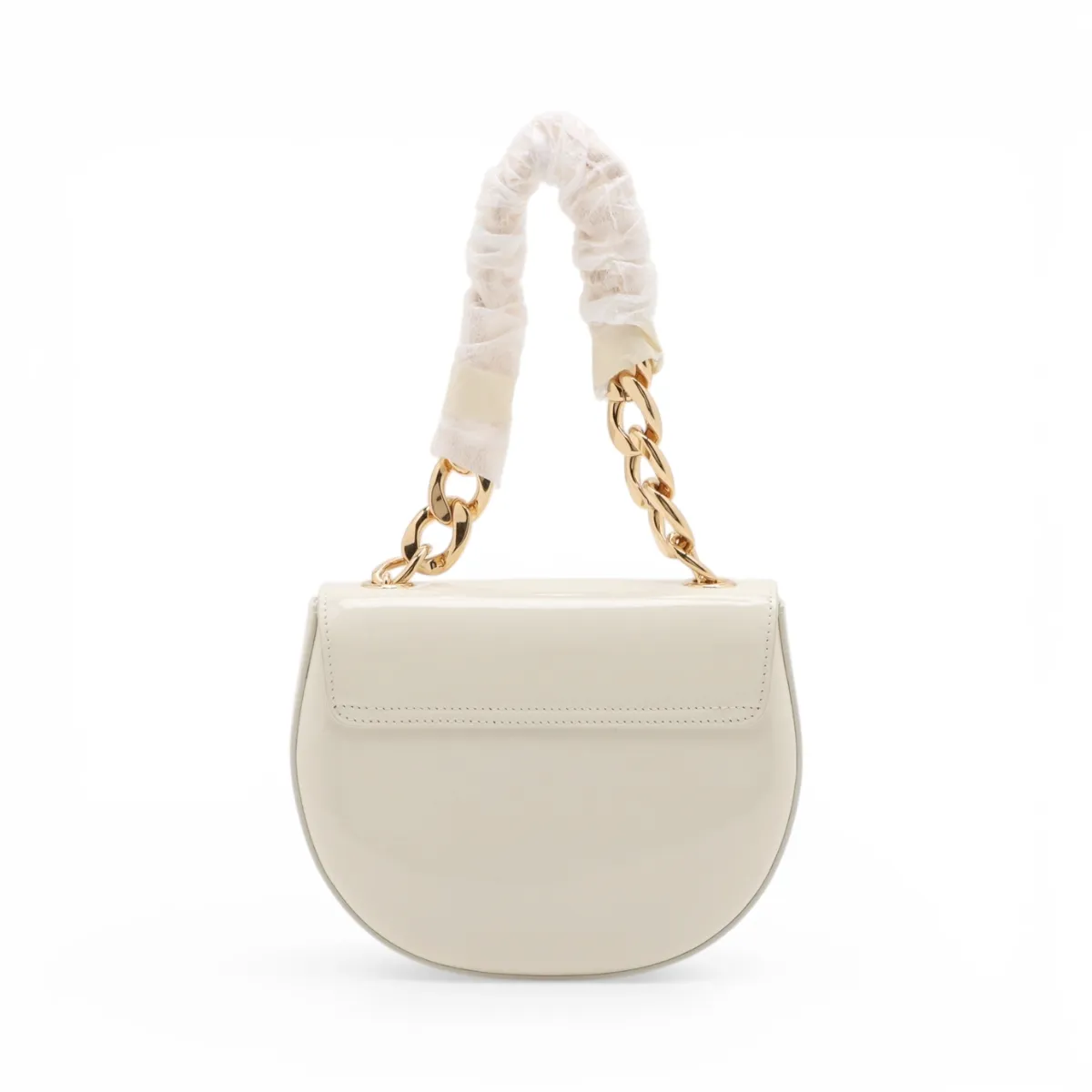 Triomphe Patent Leather Handbag, White — view 2