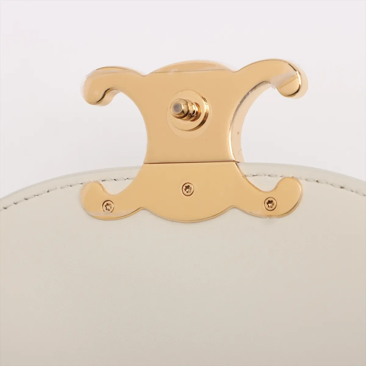 Triomphe Patent Leather Handbag, White — view 11