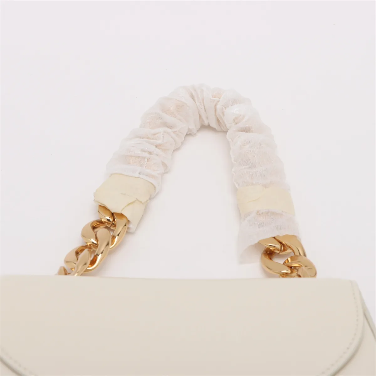 Triomphe Patent Leather Handbag, White — view 6