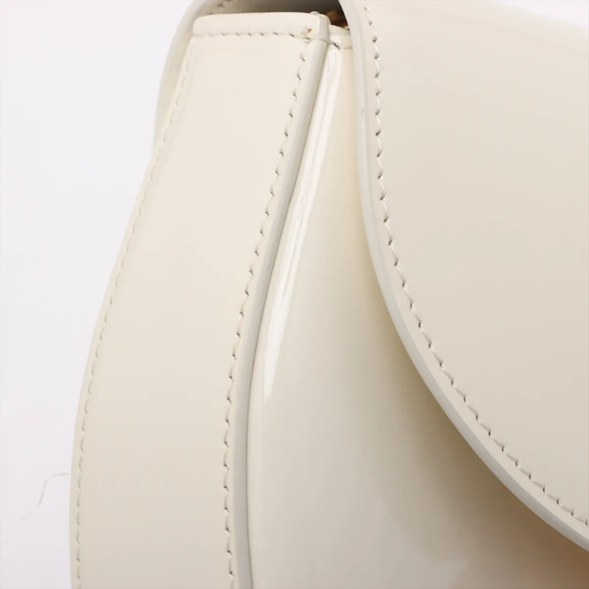 Triomphe Patent Leather Handbag, White — view 10