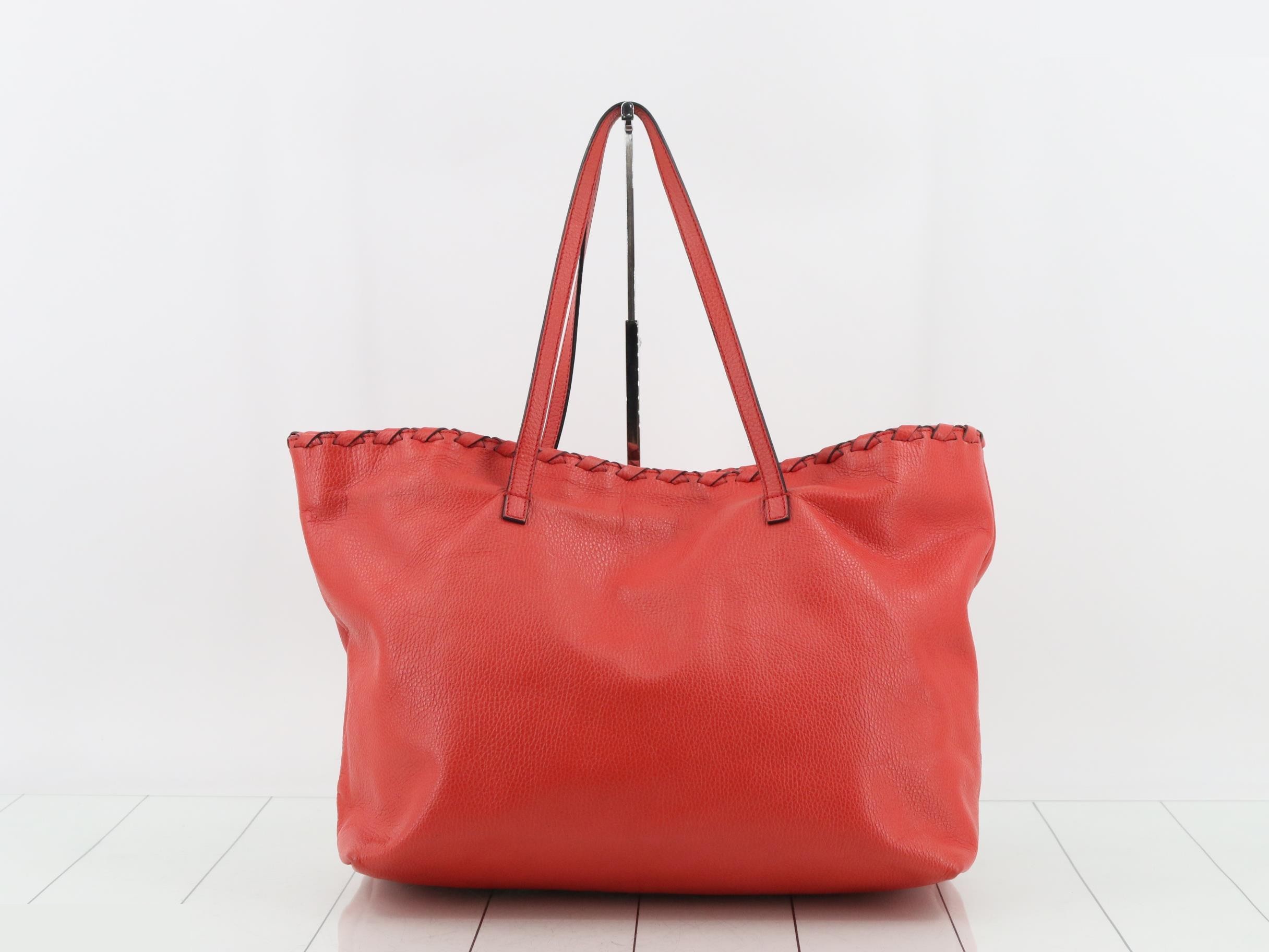 Bamboo Leather Tassel Tote Bag (Red) — view 2