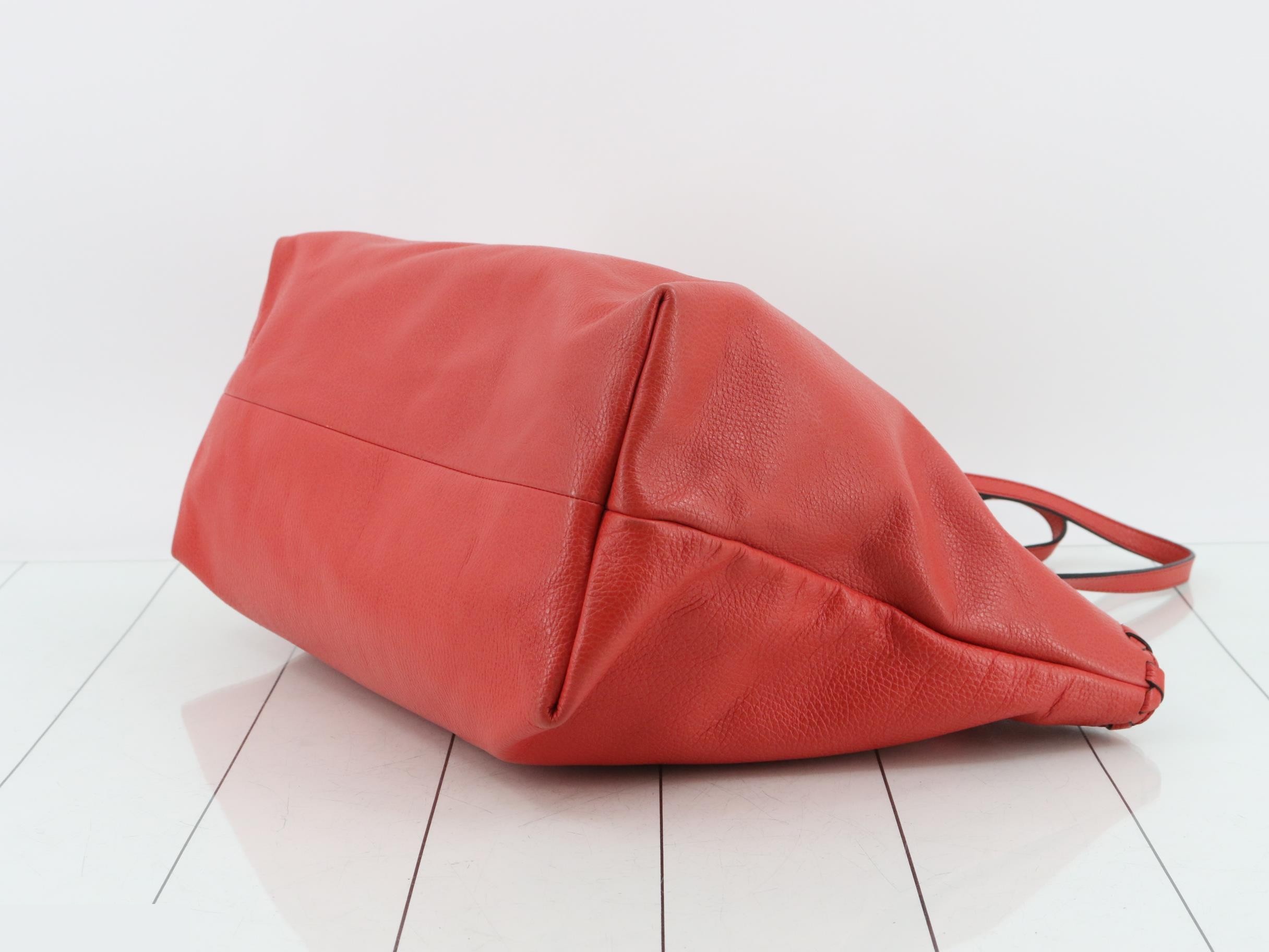 Bamboo Leather Tassel Tote Bag (Red) — view 6