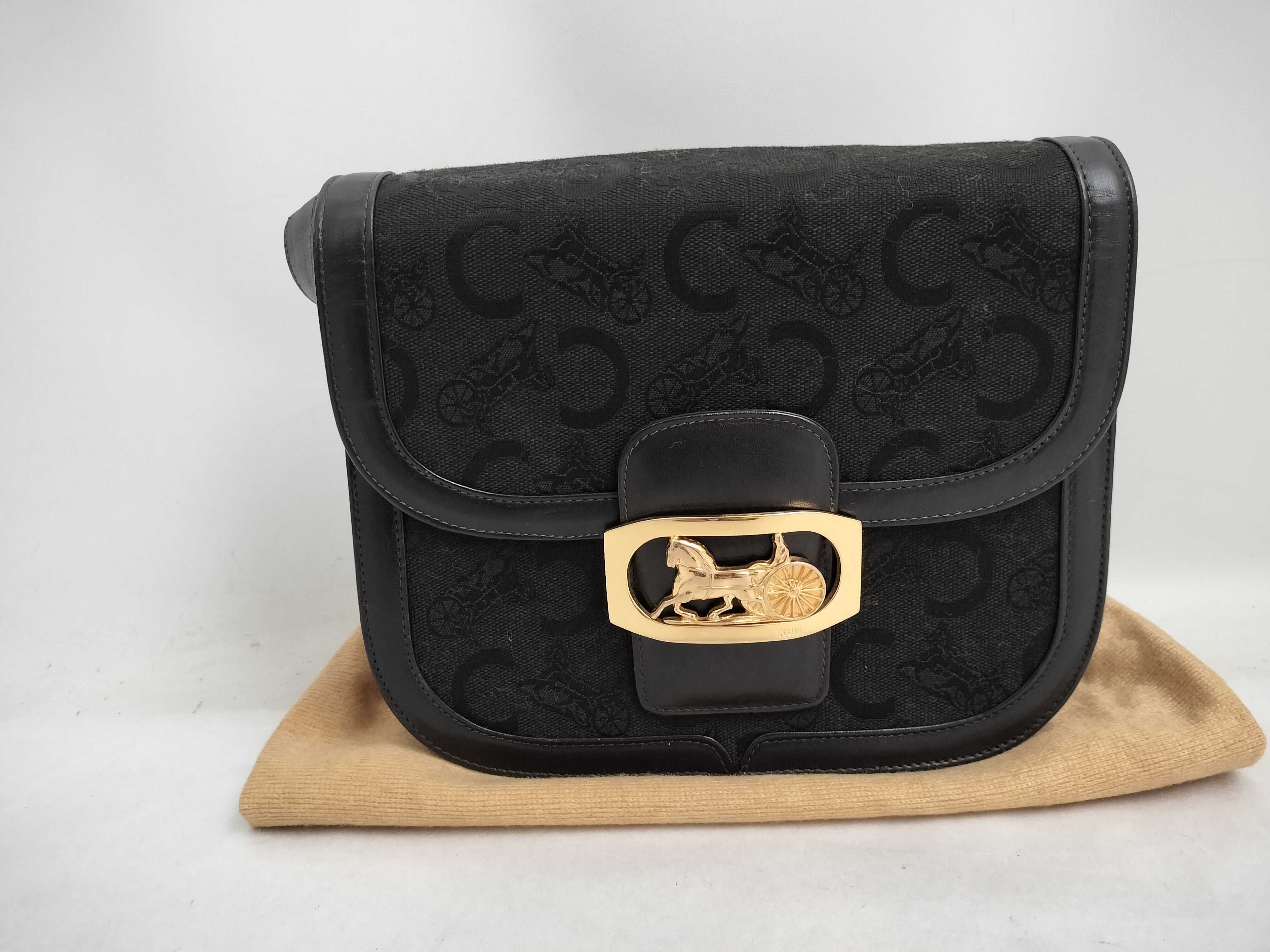 Vintage Big C Macadam Leather Shoulder Bag with Carriage Hardware