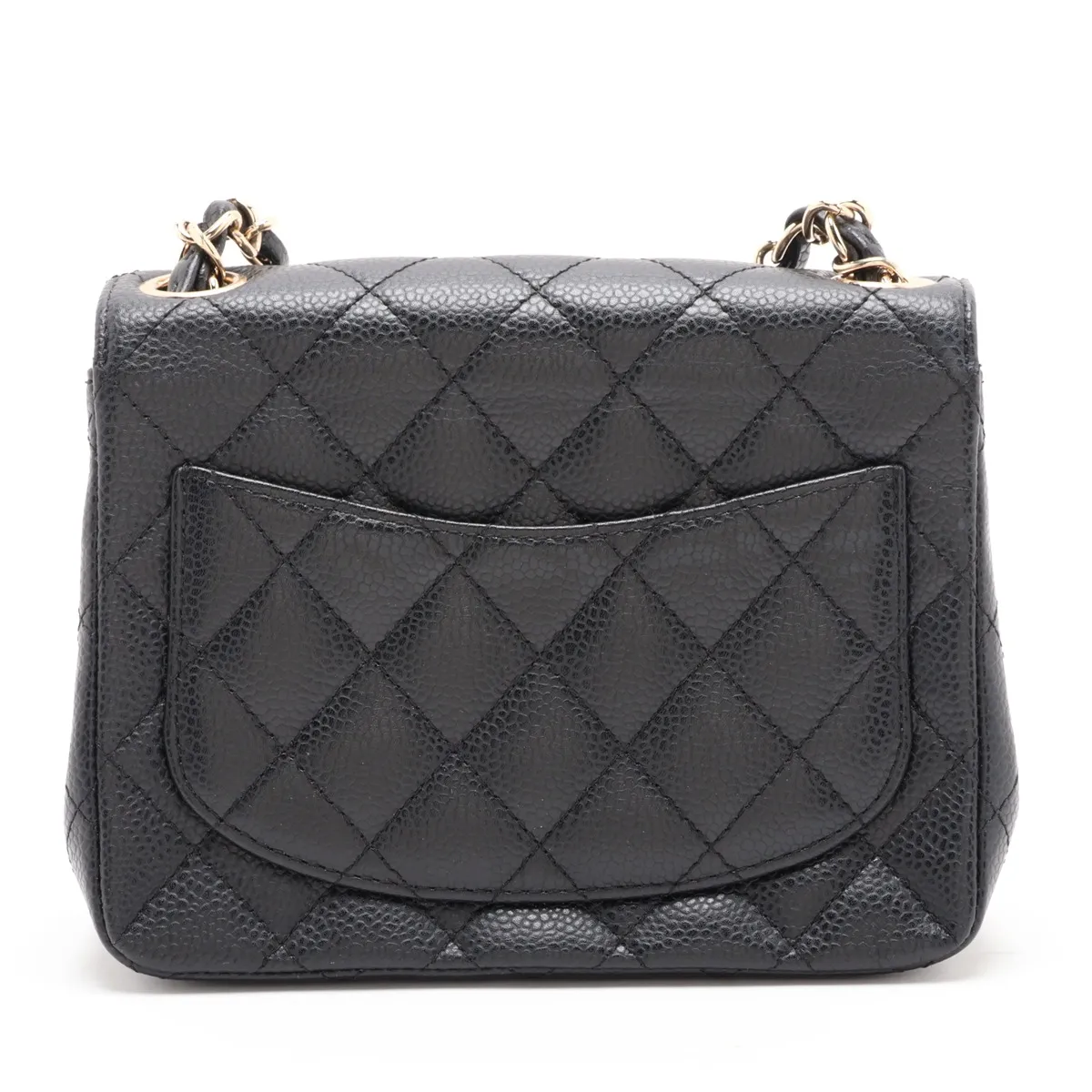 Mini Matelassé 17 Caviar Skin Single Flap Single Chain Bag, Black with Gold Hardware, 12038823, Serial Number 12, A35200 — view 2