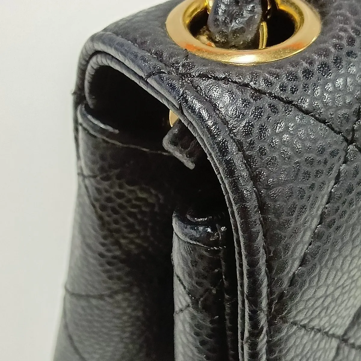 Mini Matelassé 17 Caviar Skin Single Flap Single Chain Bag, Black with Gold Hardware, 12038823, Serial Number 12, A35200 — view 11