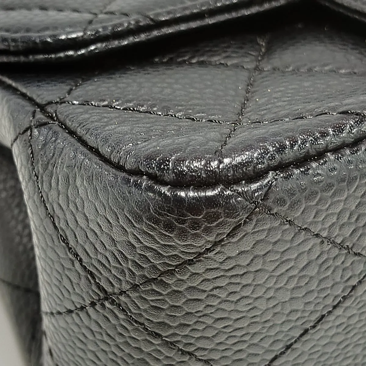 Mini Matelassé 17 Caviar Skin Single Flap Single Chain Bag, Black with Gold Hardware, 12038823, Serial Number 12, A35200 — view 12