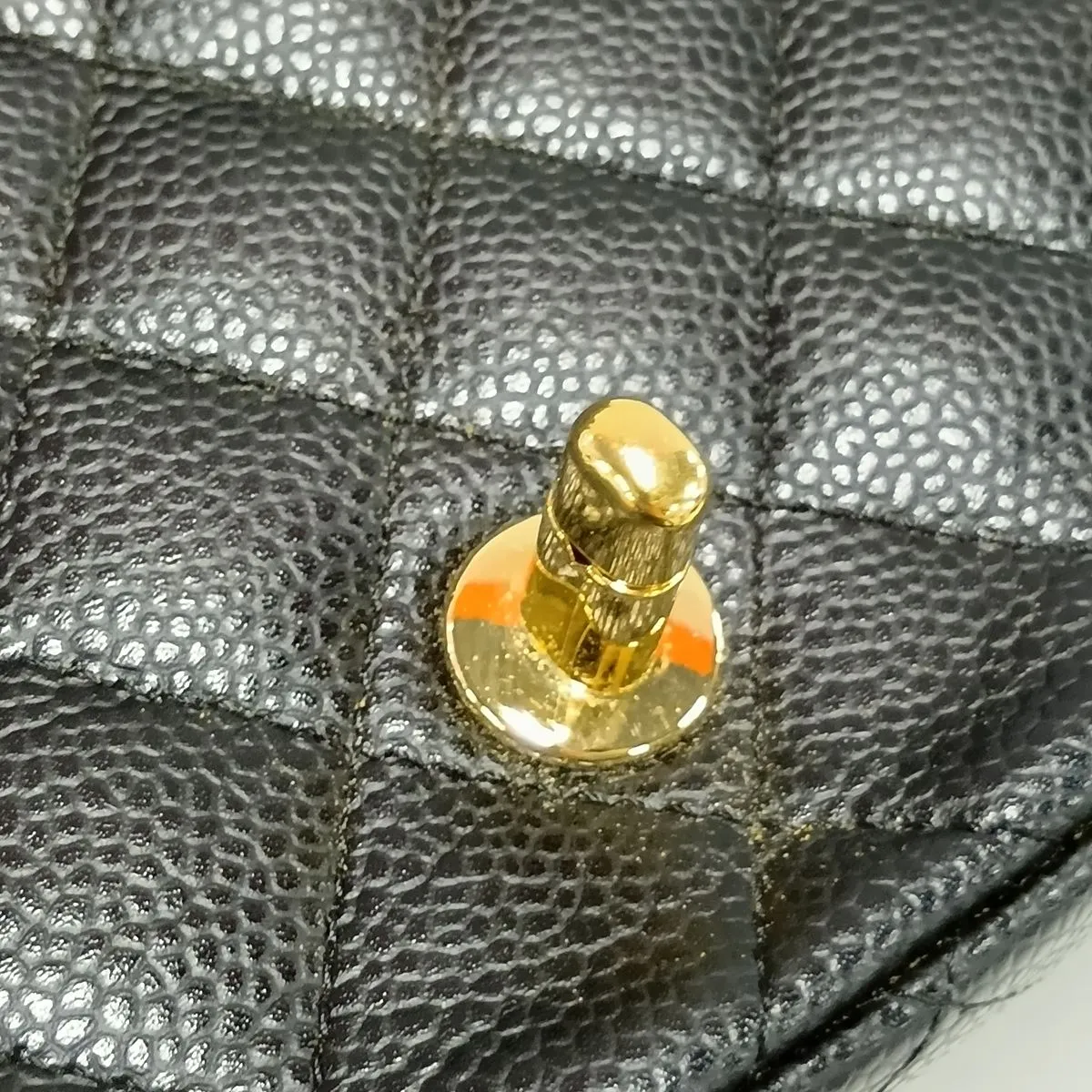 Mini Matelassé 17 Caviar Skin Single Flap Single Chain Bag, Black with Gold Hardware, 12038823, Serial Number 12, A35200 — view 13