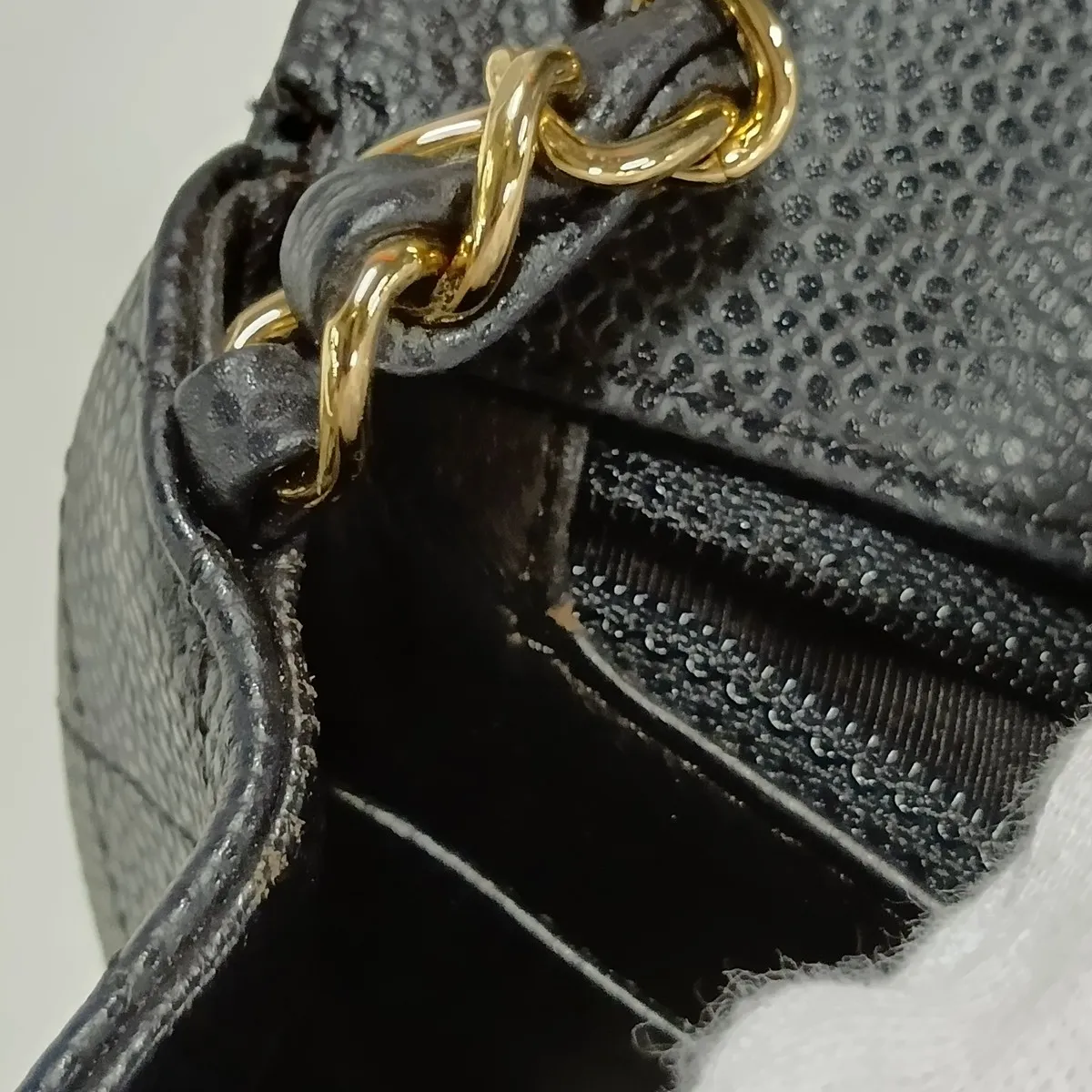 Mini Matelassé 17 Caviar Skin Single Flap Single Chain Bag, Black with Gold Hardware, 12038823, Serial Number 12, A35200 — view 15