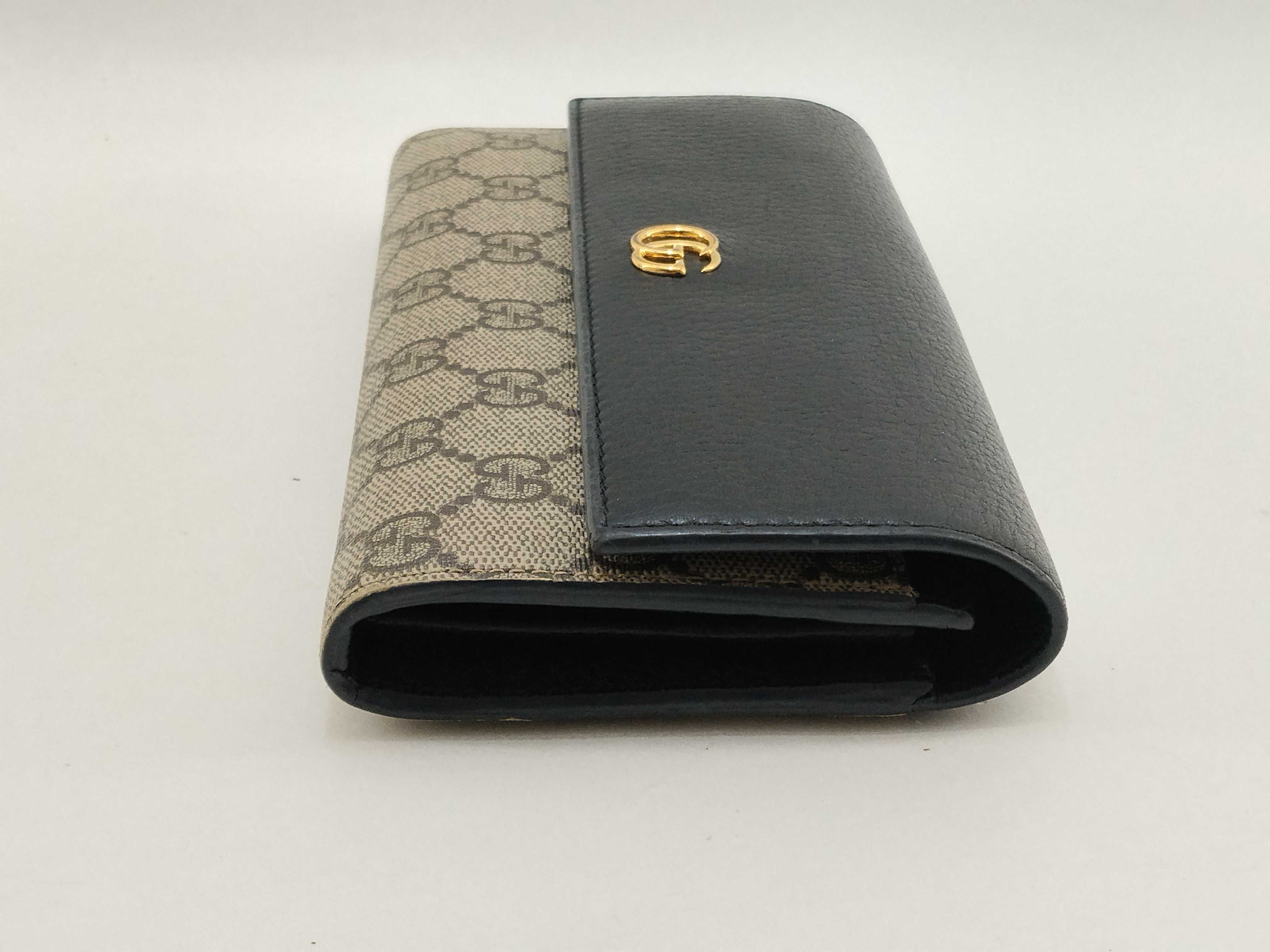 GG Supreme Gucci GG Marmont Black x Beige Long Wallet — view 3