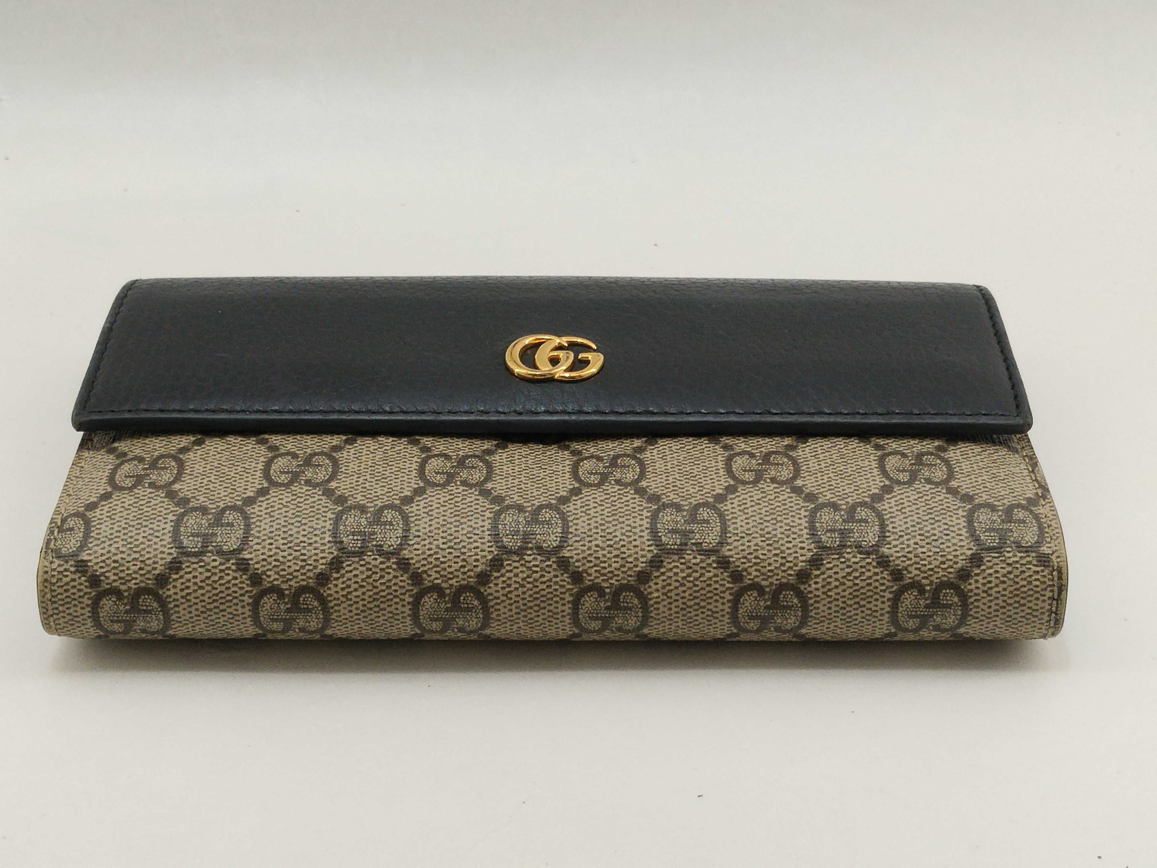 GG Supreme Gucci GG Marmont Black x Beige Long Wallet — view 5