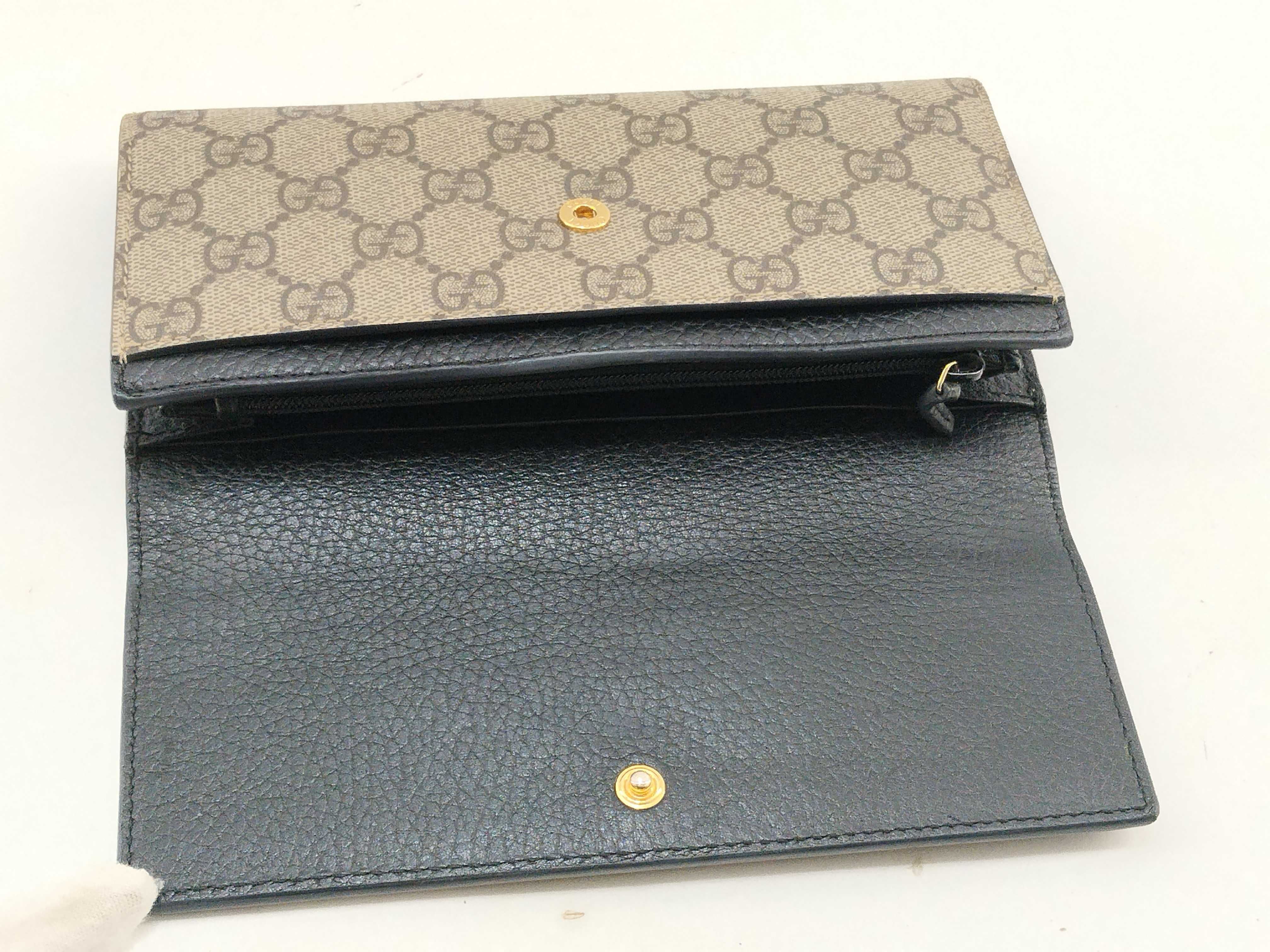 GG Supreme Gucci GG Marmont Black x Beige Long Wallet — view 9