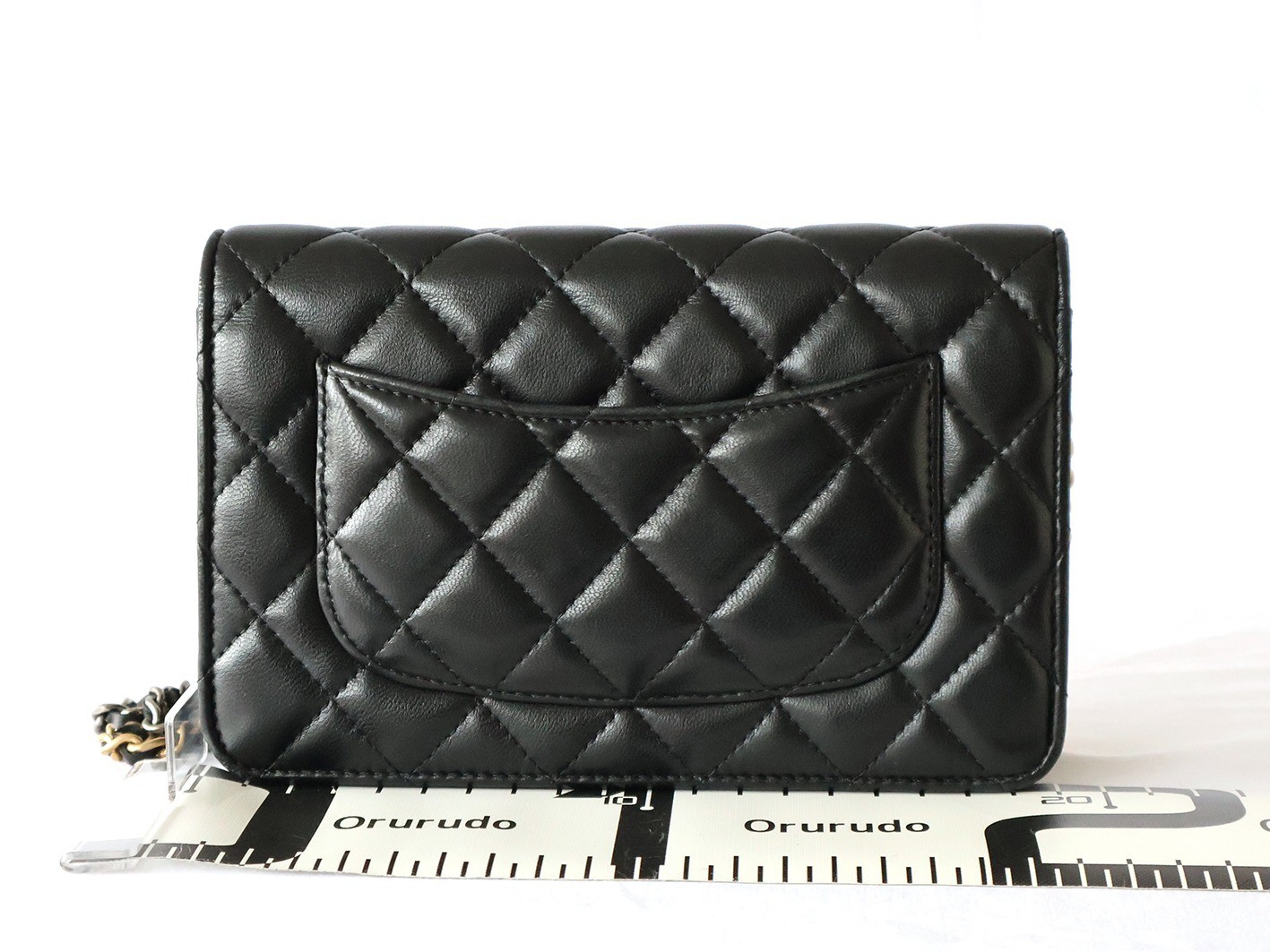 Matelassé Lambskin Chain Wallet Shoulder Bag, Black — view 2
