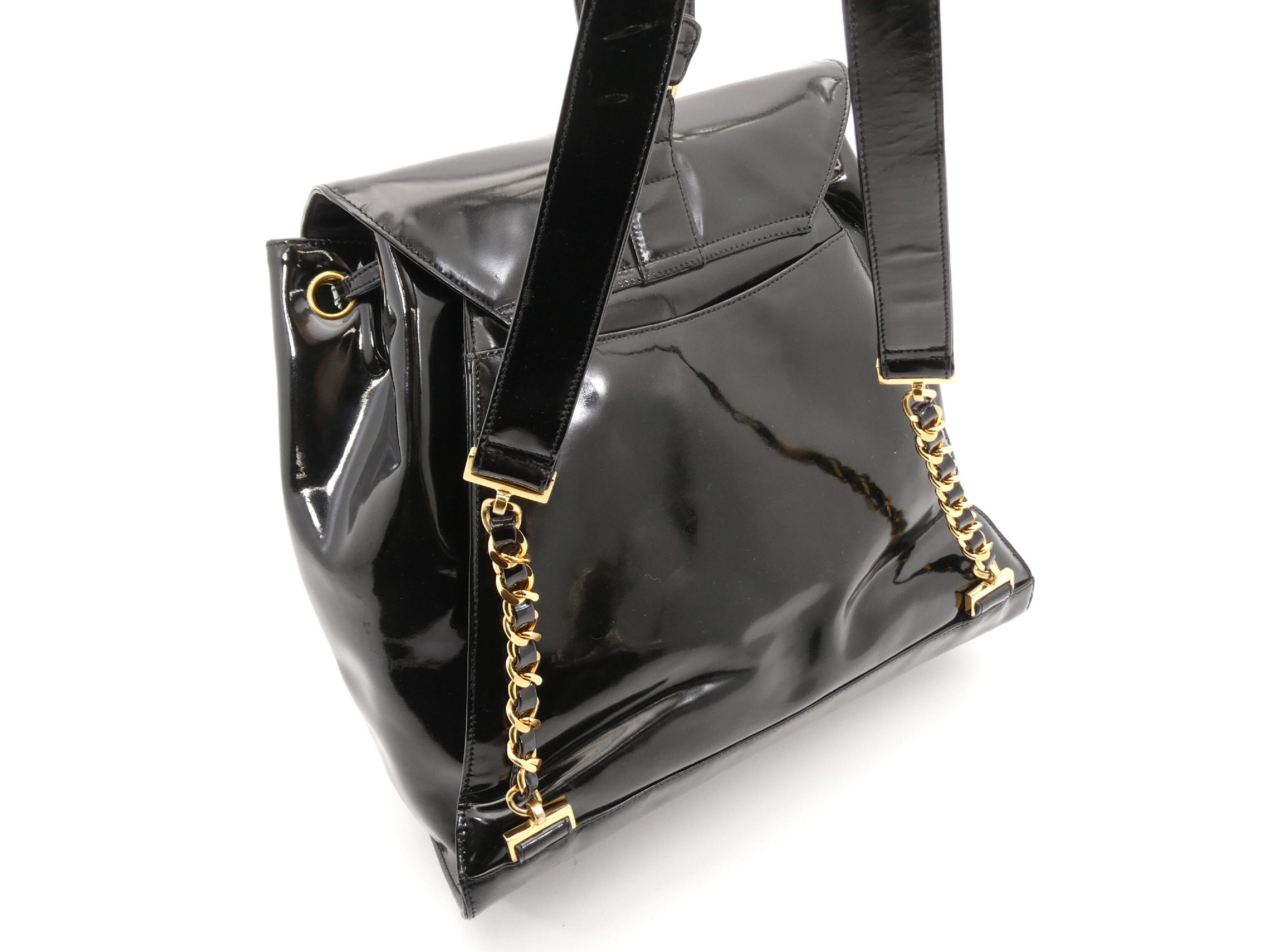 Large Coco Mark Enamel Chain Backpack — view 6