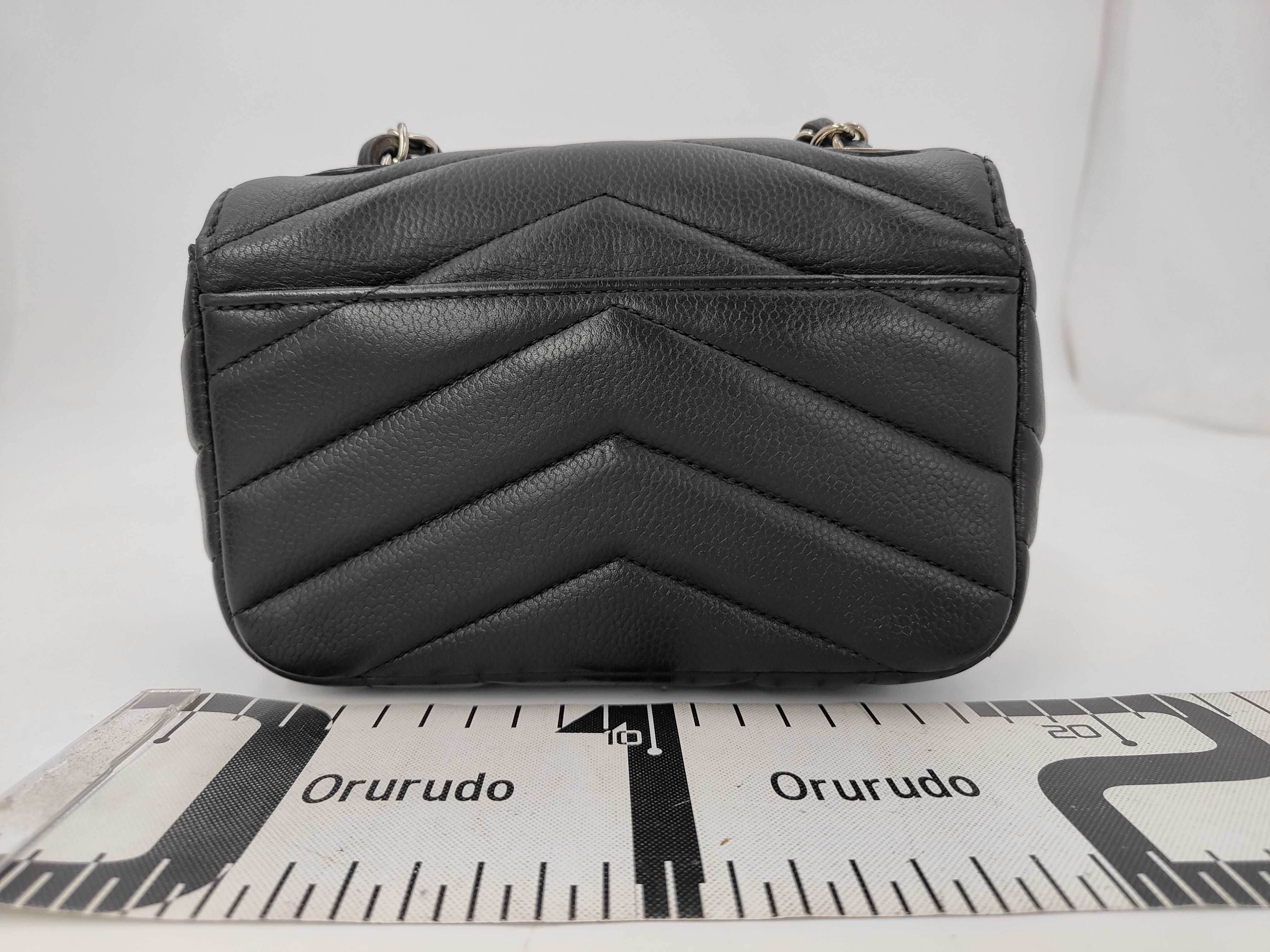 V-stitch caviar leather mini chain shoulder bag — view 2