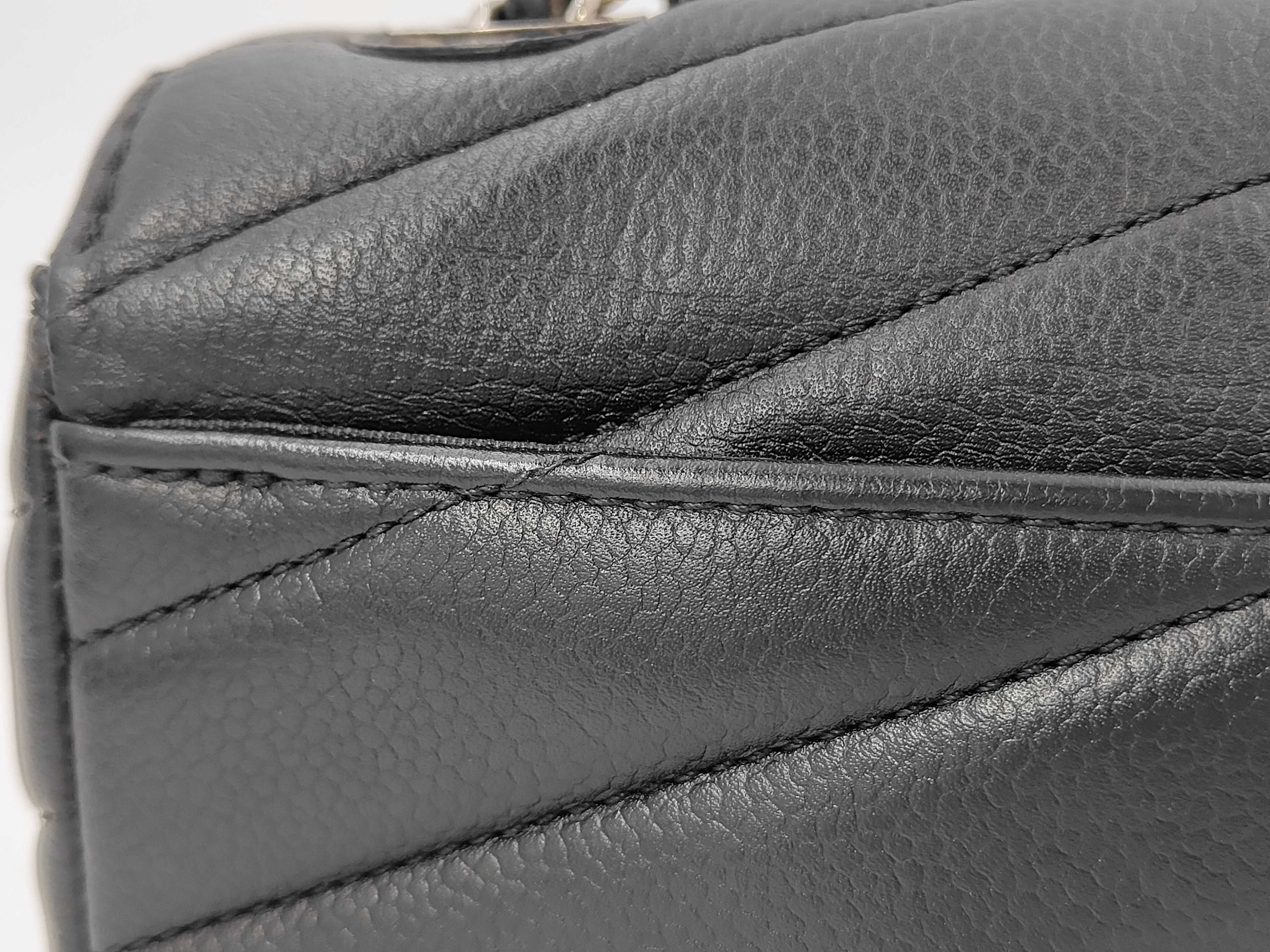 V-stitch caviar leather mini chain shoulder bag — view 3