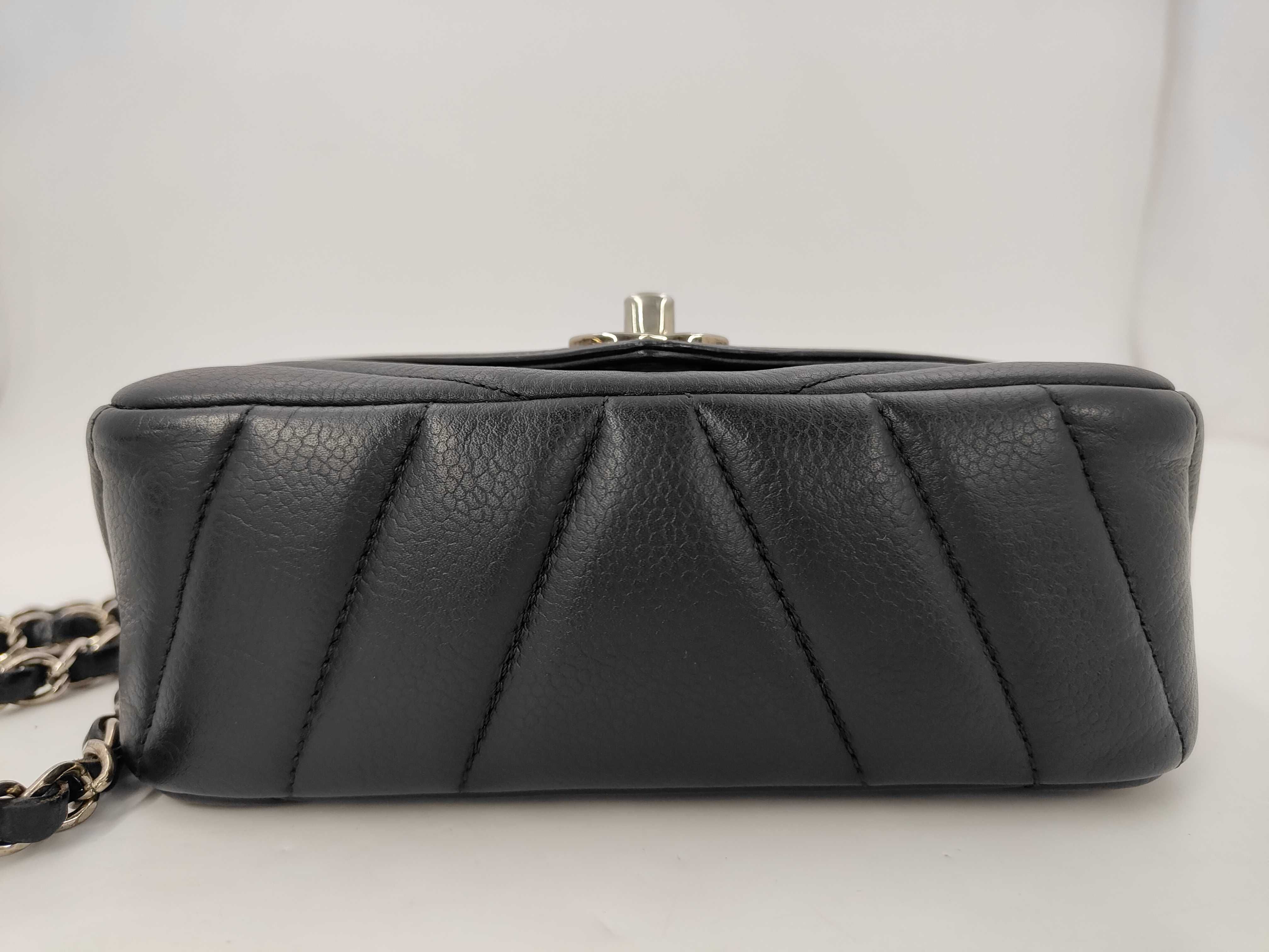 V-stitch caviar leather mini chain shoulder bag — view 7