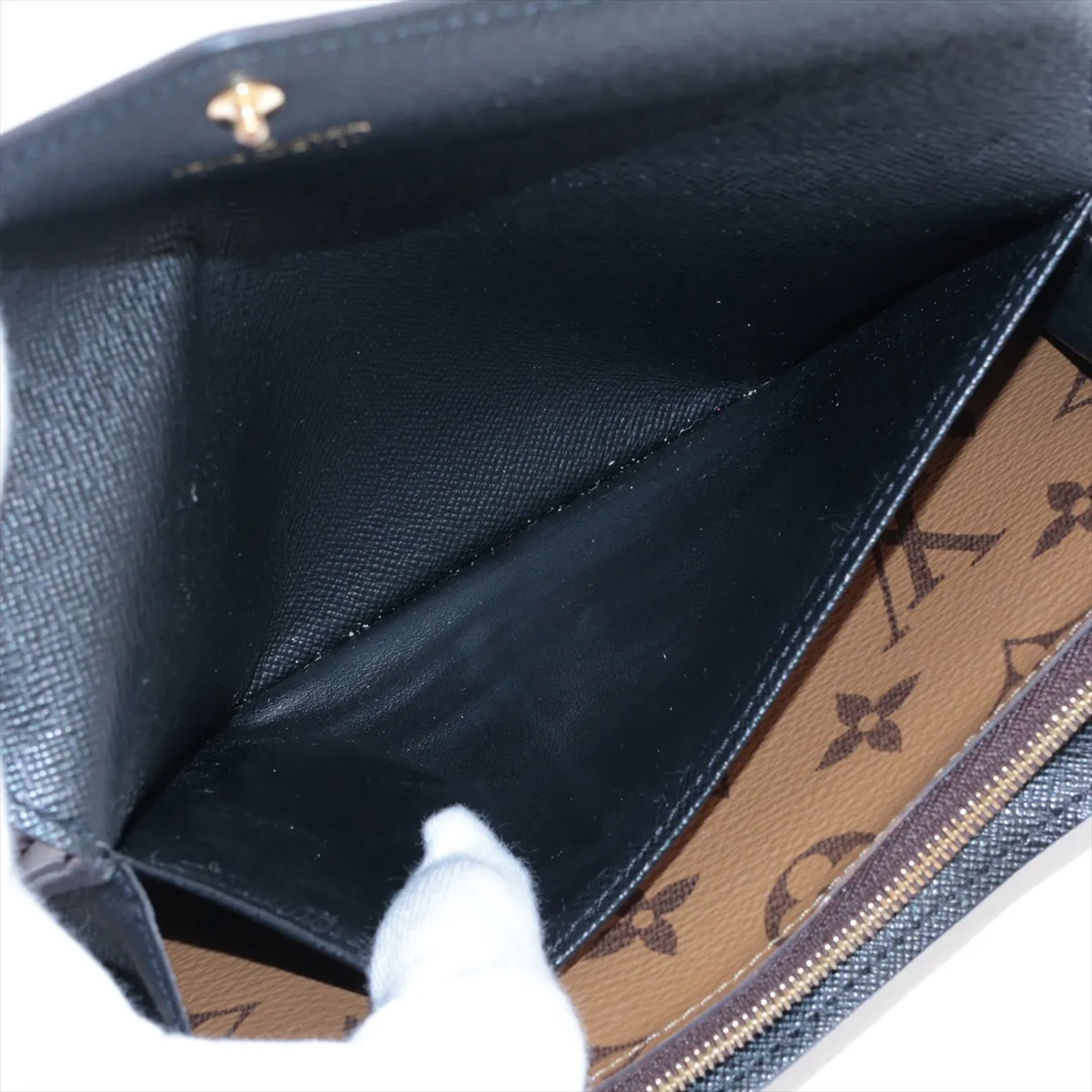 Giant Monogram Reverse Portefeuille Sara M80726 Maron Long Wallet RFID Reactive — view 4