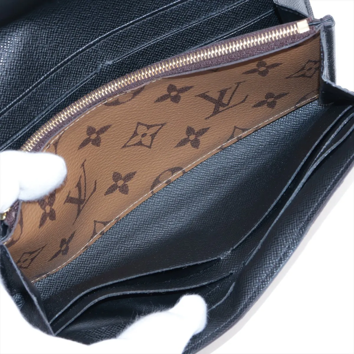 Giant Monogram Reverse Portefeuille Sara M80726 Maron Long Wallet RFID Reactive — view 6