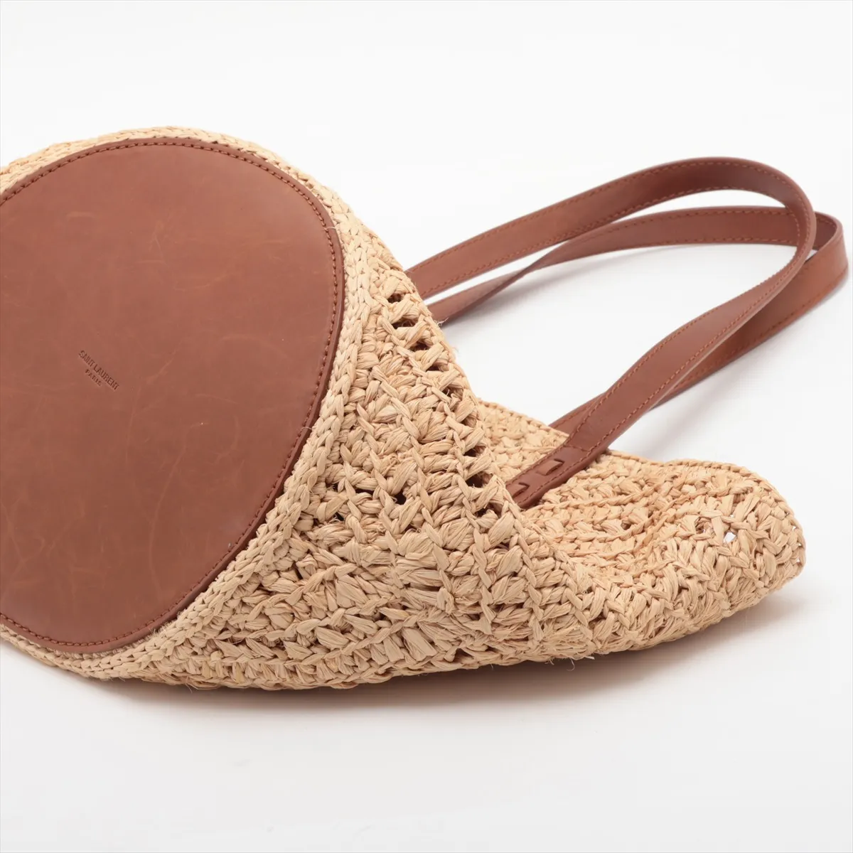 Panier 751240 Raffia x Leather Tote Bag Beige x Brown — view 3
