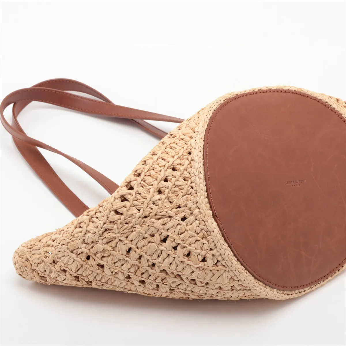 Panier 751240 Raffia x Leather Tote Bag Beige x Brown — view 4