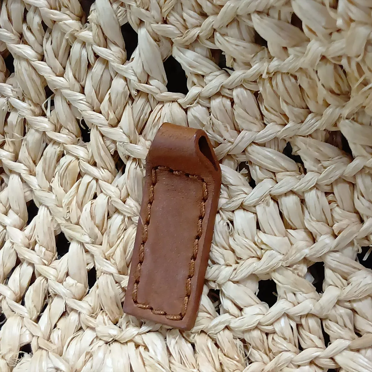 Panier 751240 Raffia x Leather Tote Bag Beige x Brown — view 10