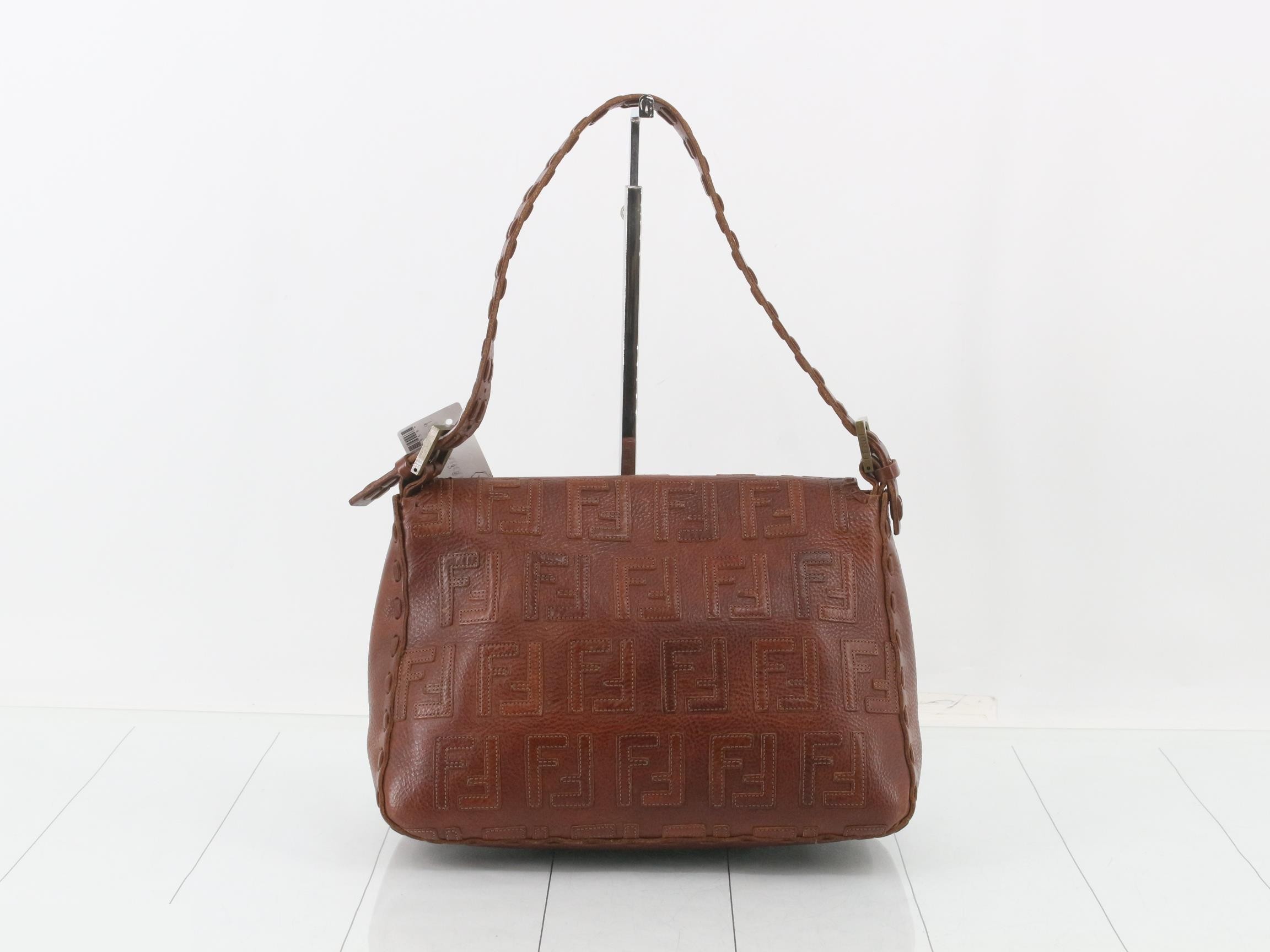 Leather FF logo one-shoulder bag, brown — view 2