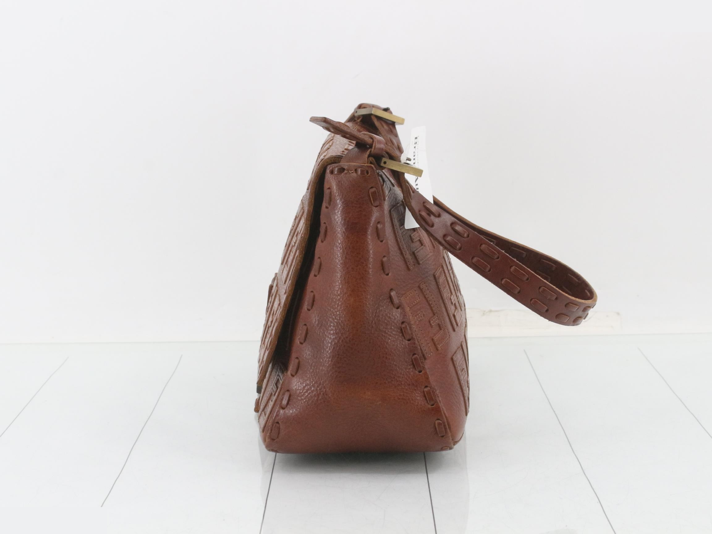 Leather FF logo one-shoulder bag, brown — view 3