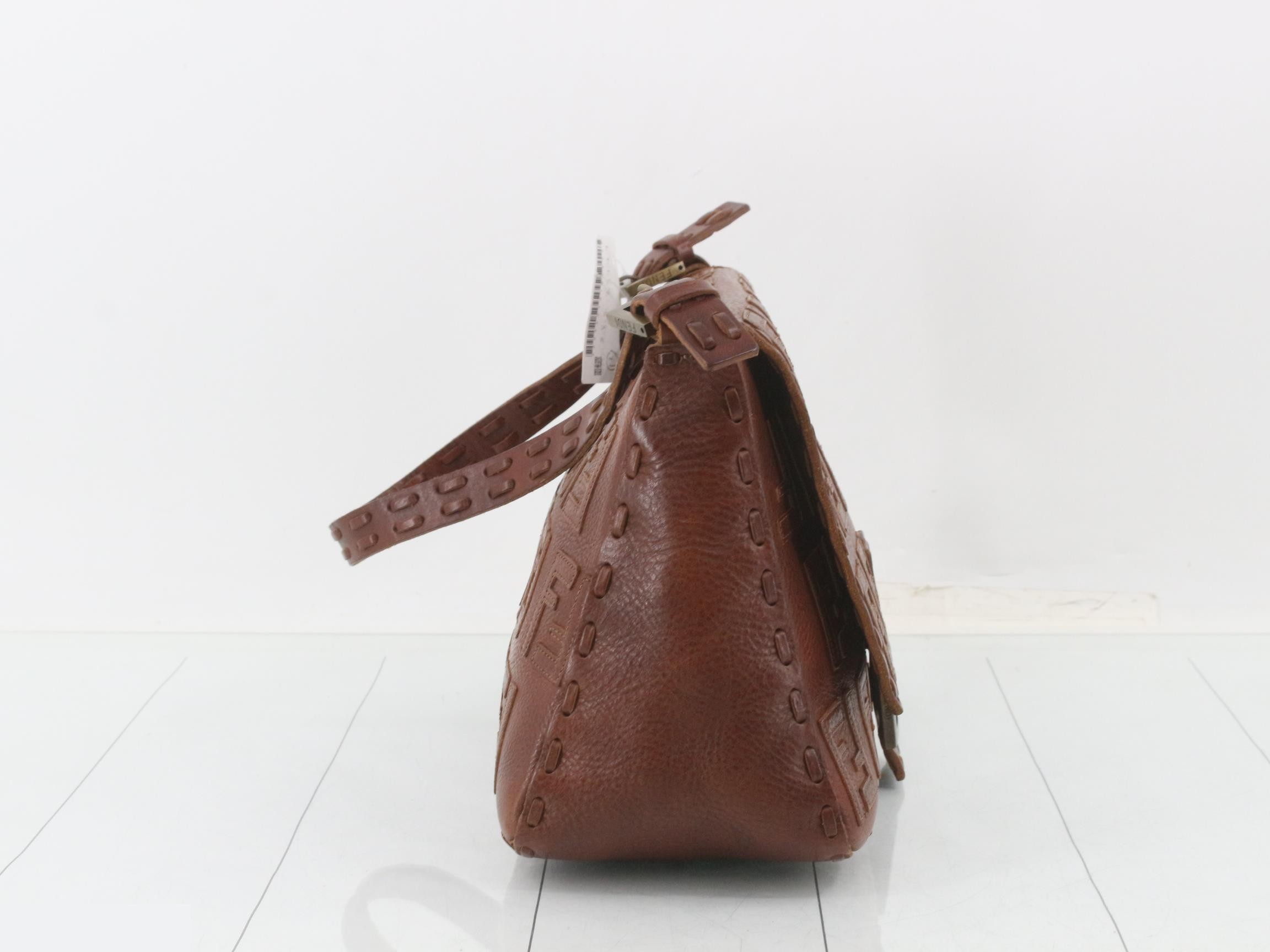 Leather FF logo one-shoulder bag, brown — view 4