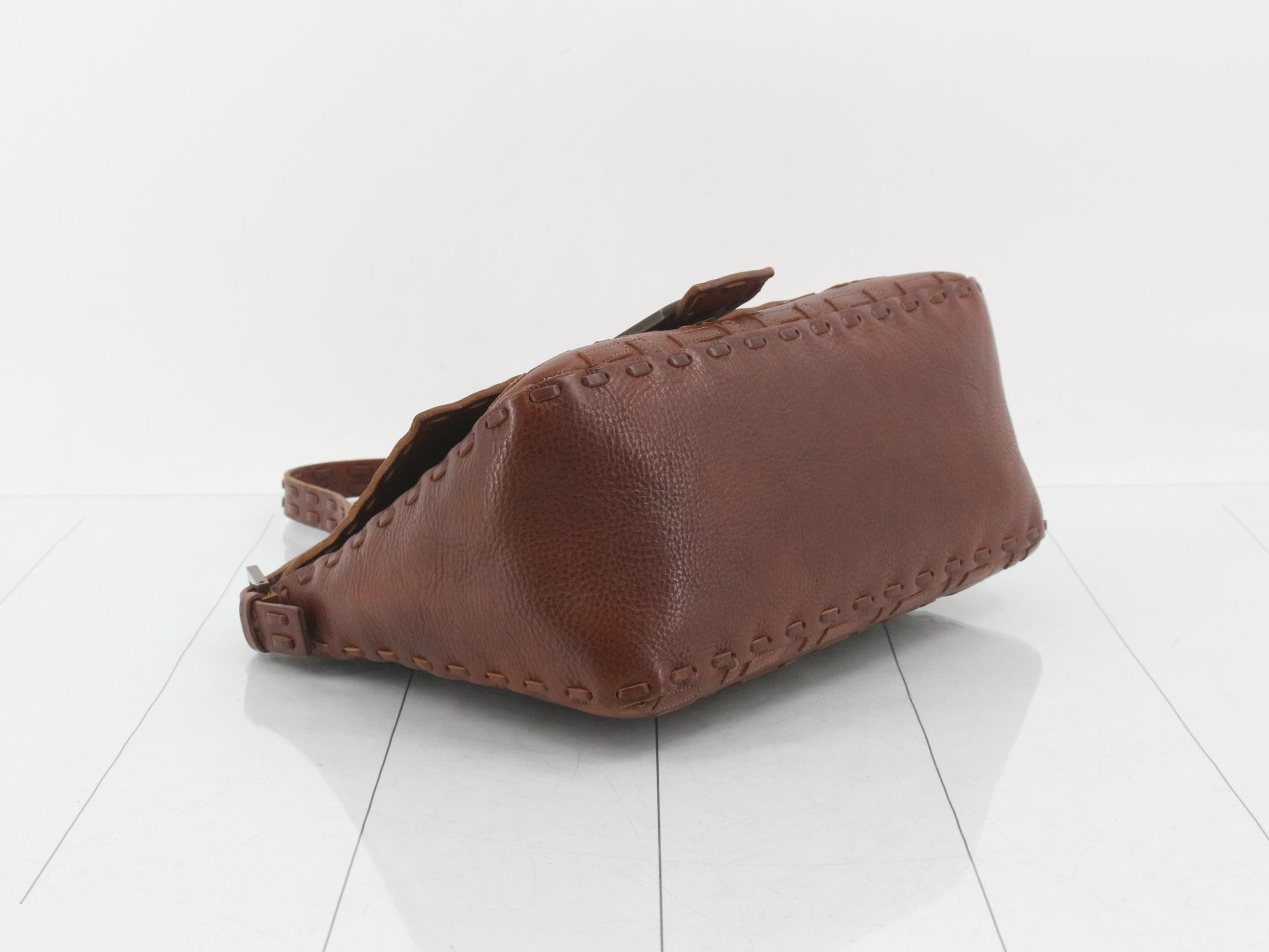Leather FF logo one-shoulder bag, brown — view 5