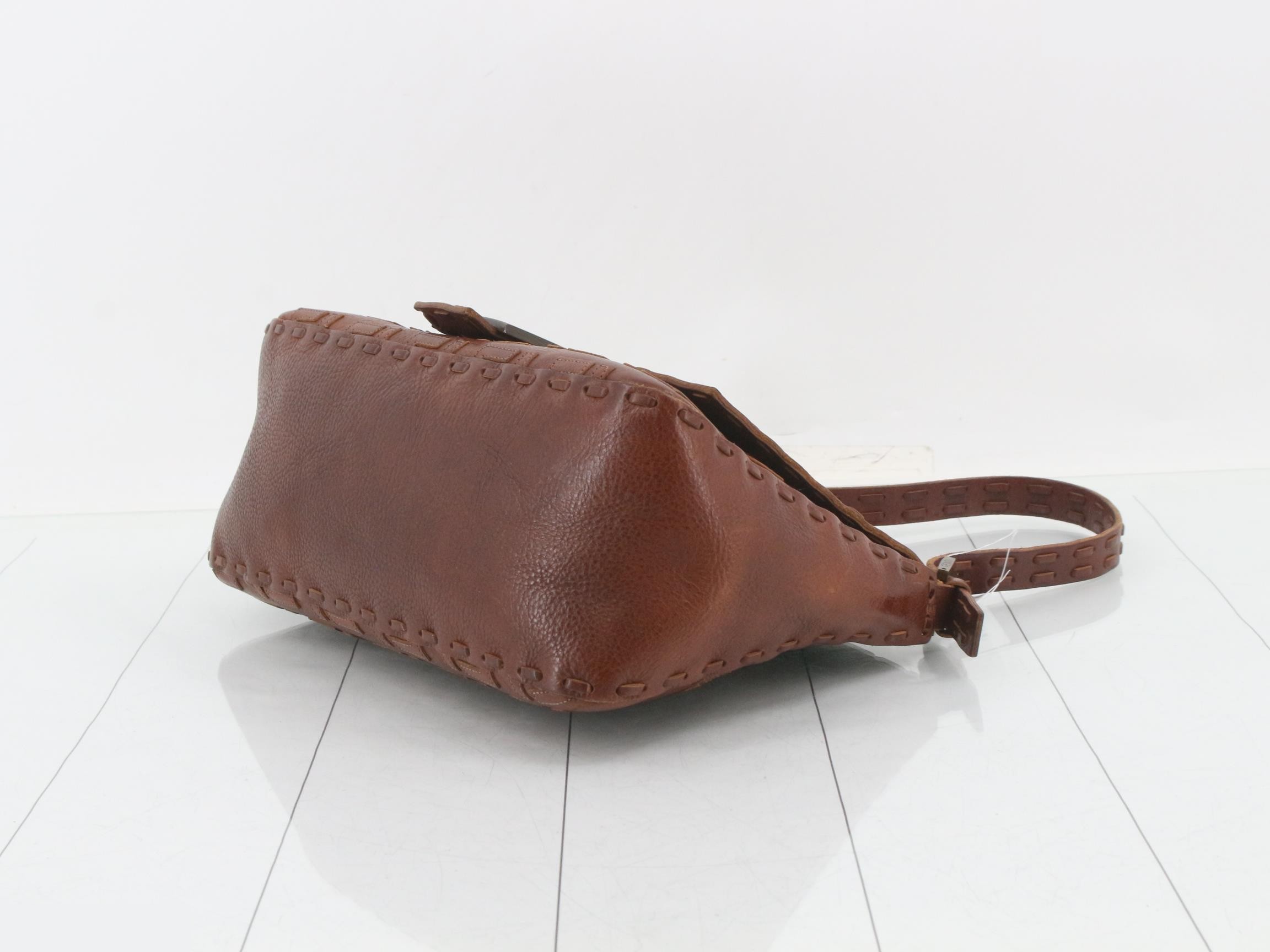 Leather FF logo one-shoulder bag, brown — view 6