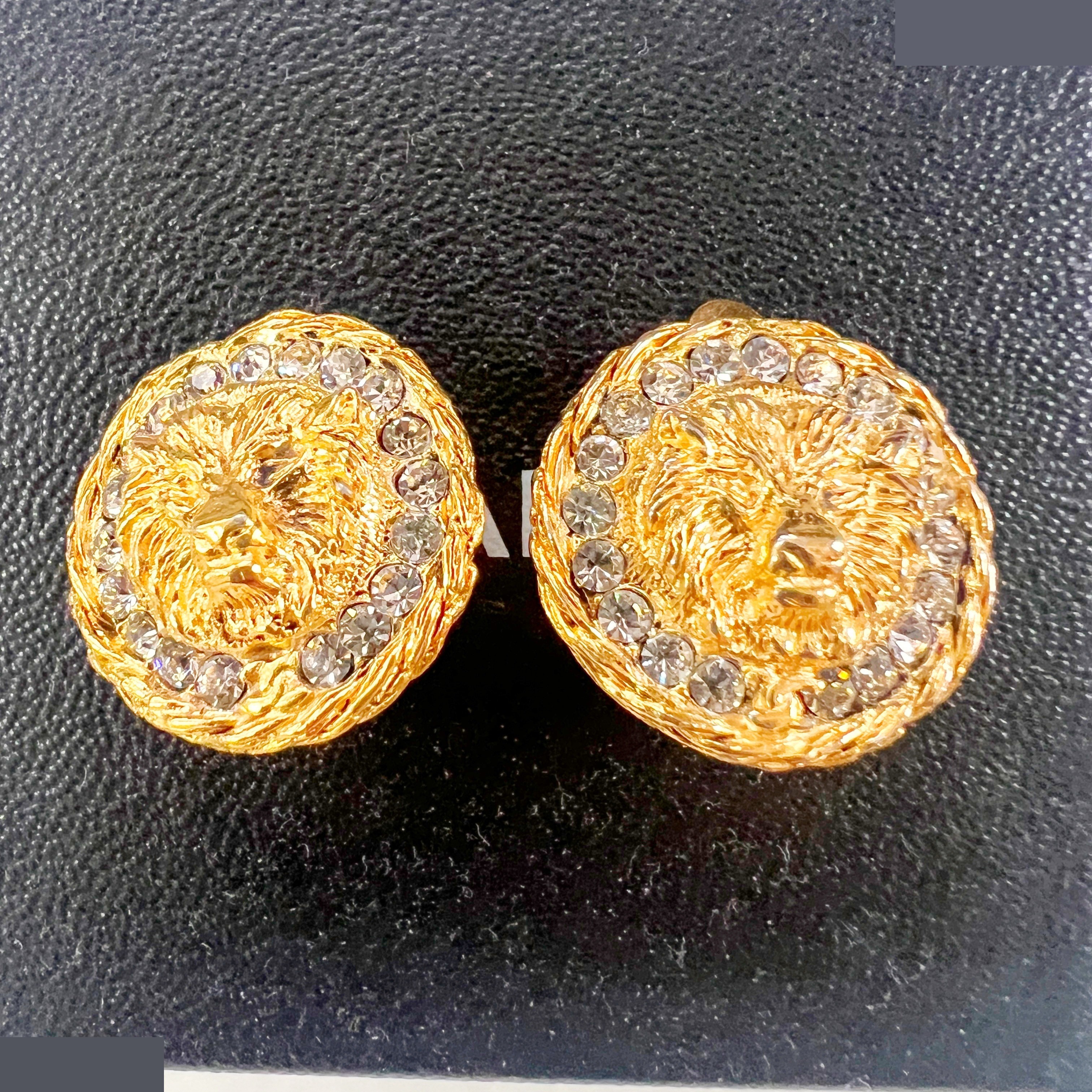 Lion Rhinestone Earrings — view 2