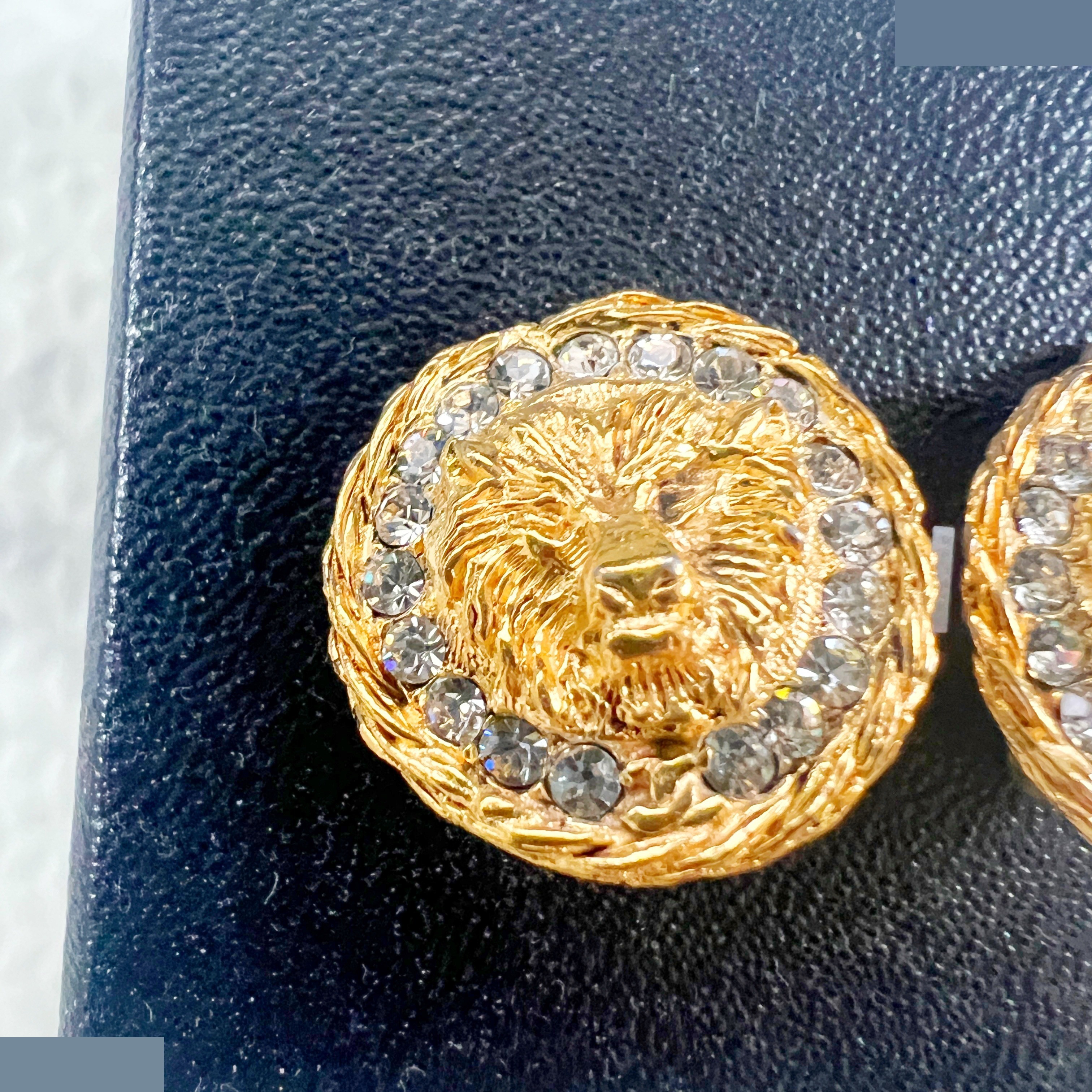 Lion Rhinestone Earrings — view 3