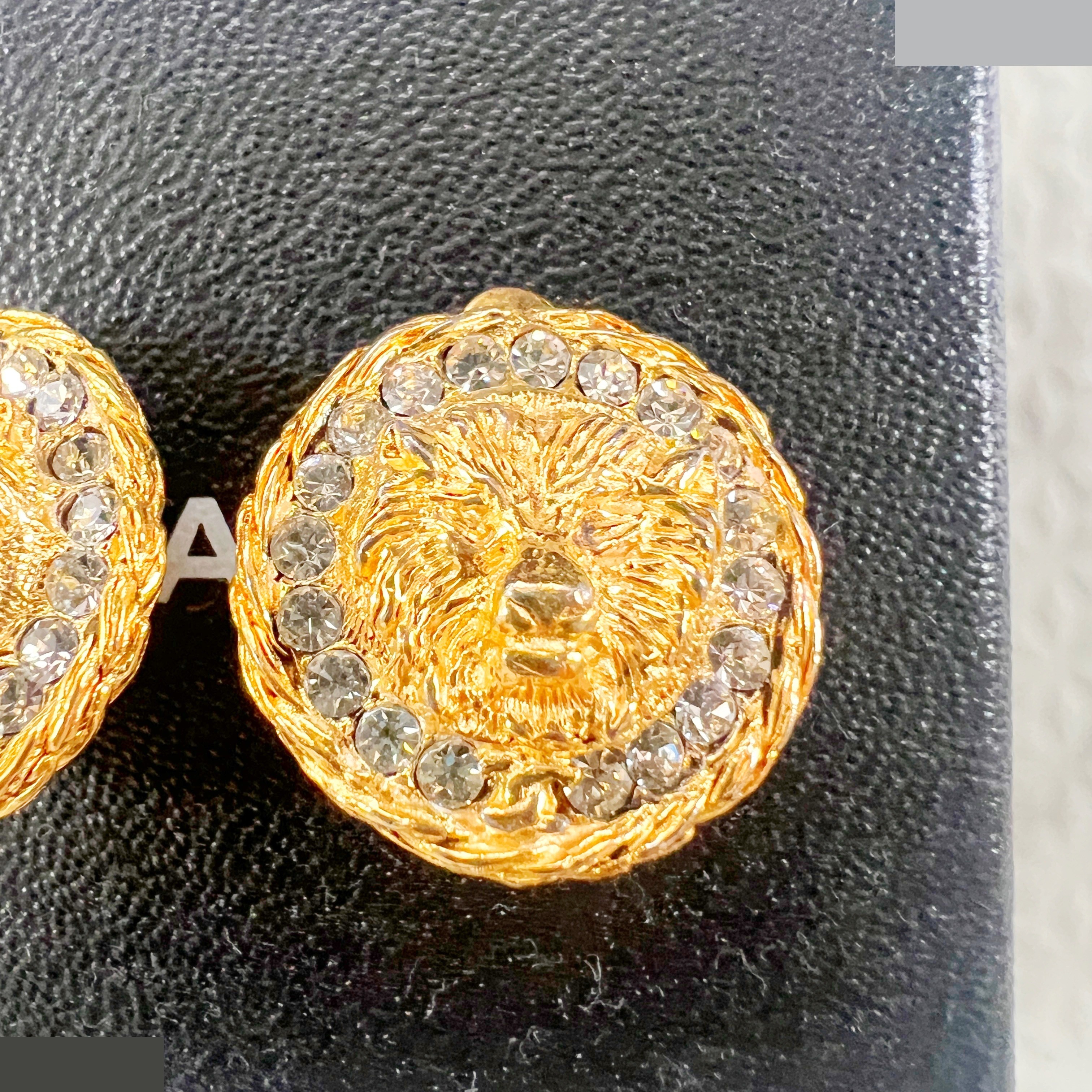 Lion Rhinestone Earrings — view 4