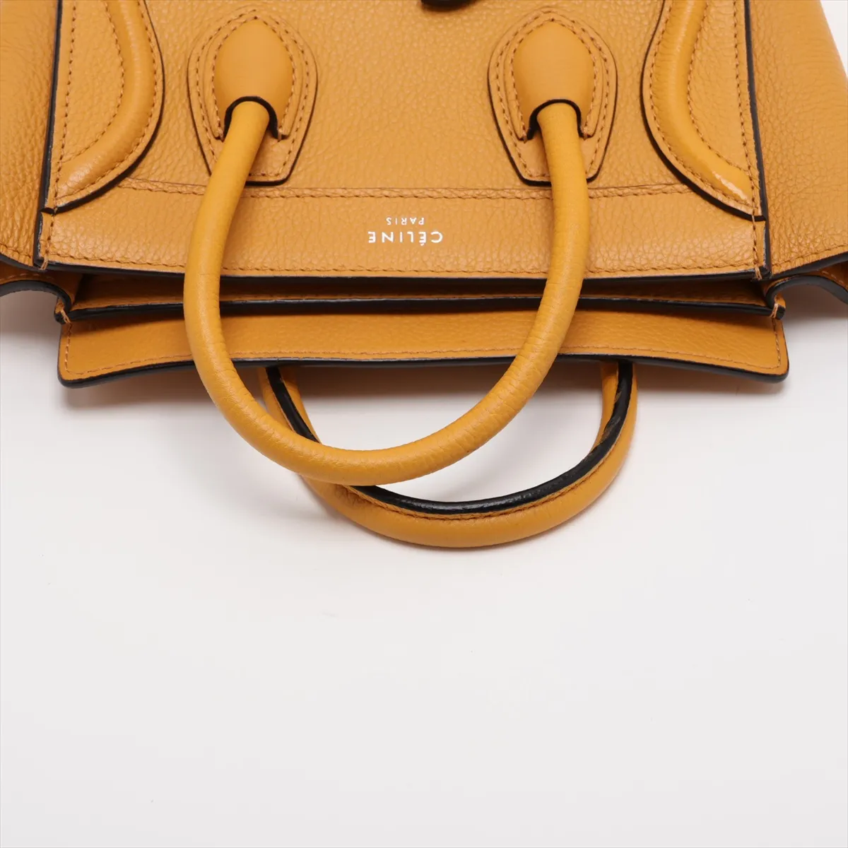 Luggage Nano Shopper Leather 2-Way Handbag, Yellow — view 5