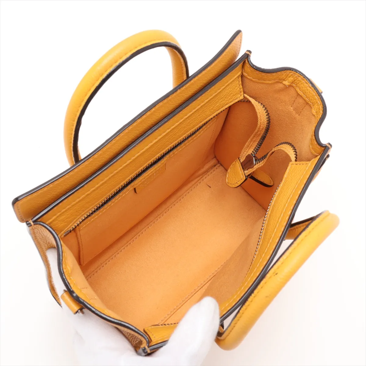 Luggage Nano Shopper Leather 2-Way Handbag, Yellow — view 8