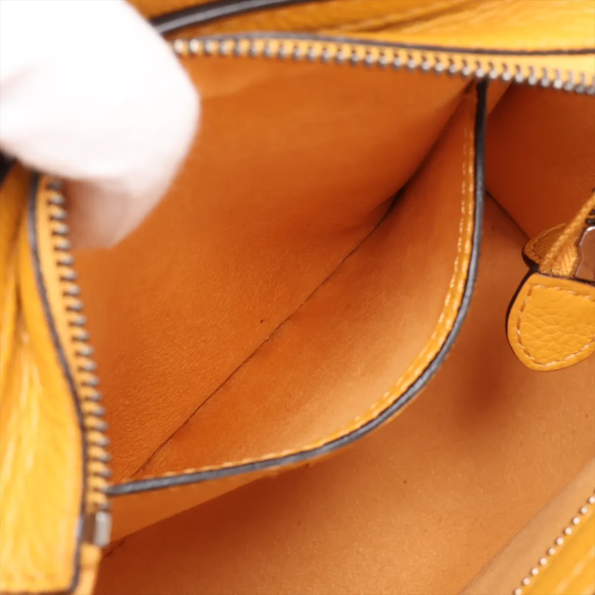 Luggage Nano Shopper Leather 2-Way Handbag, Yellow — view 9
