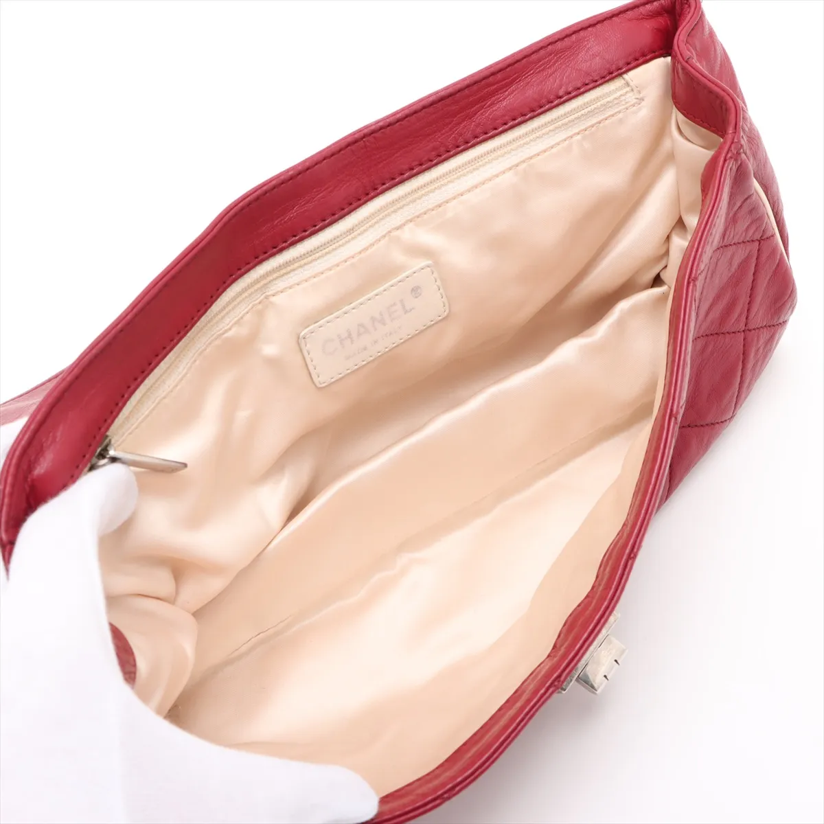 2.55 Leather Chain Shoulder Bag Red Silver Hardware 12133409 No. 12 — view 7