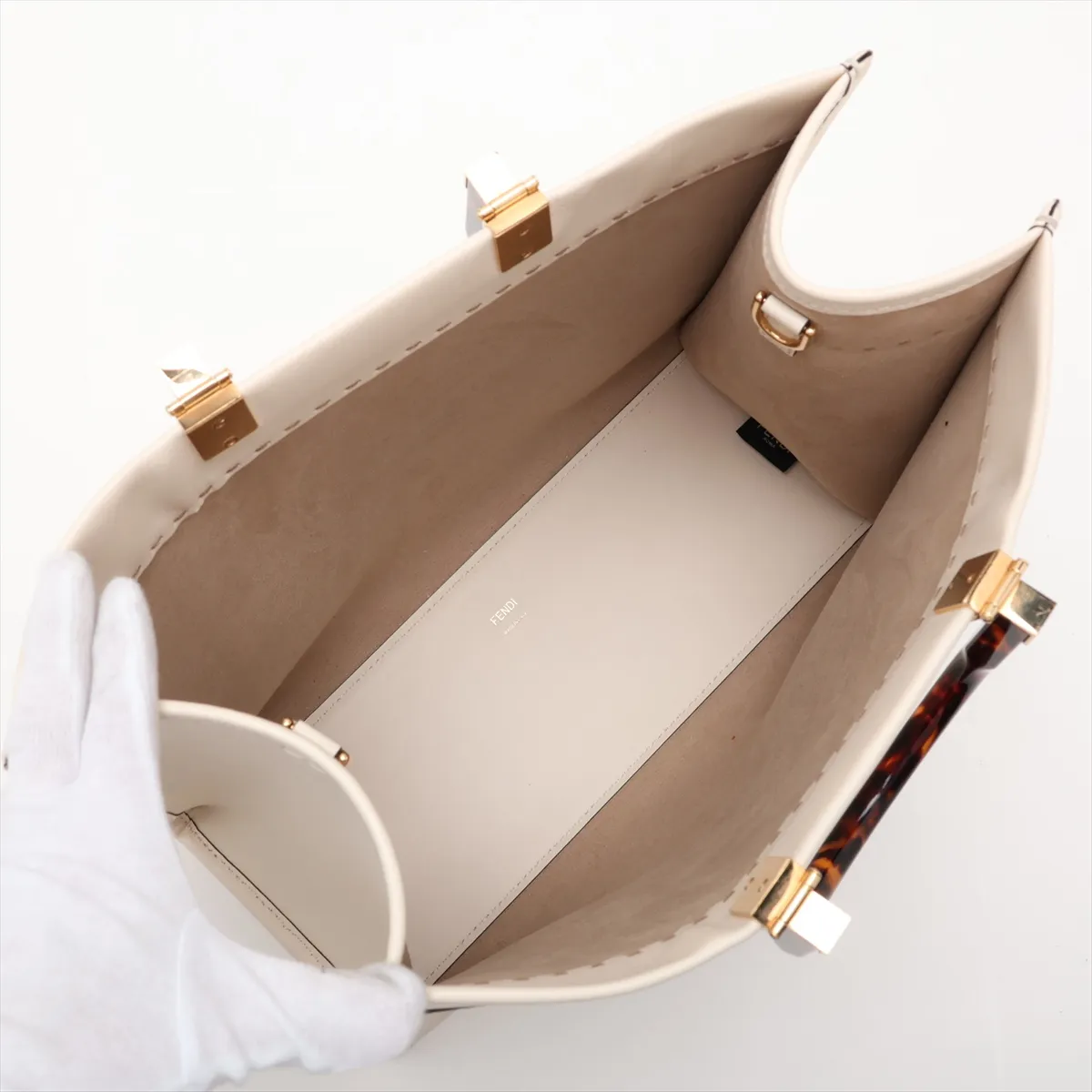 Sunshine Medium 8BH386 Leather 2-Way Handbag White — view 8