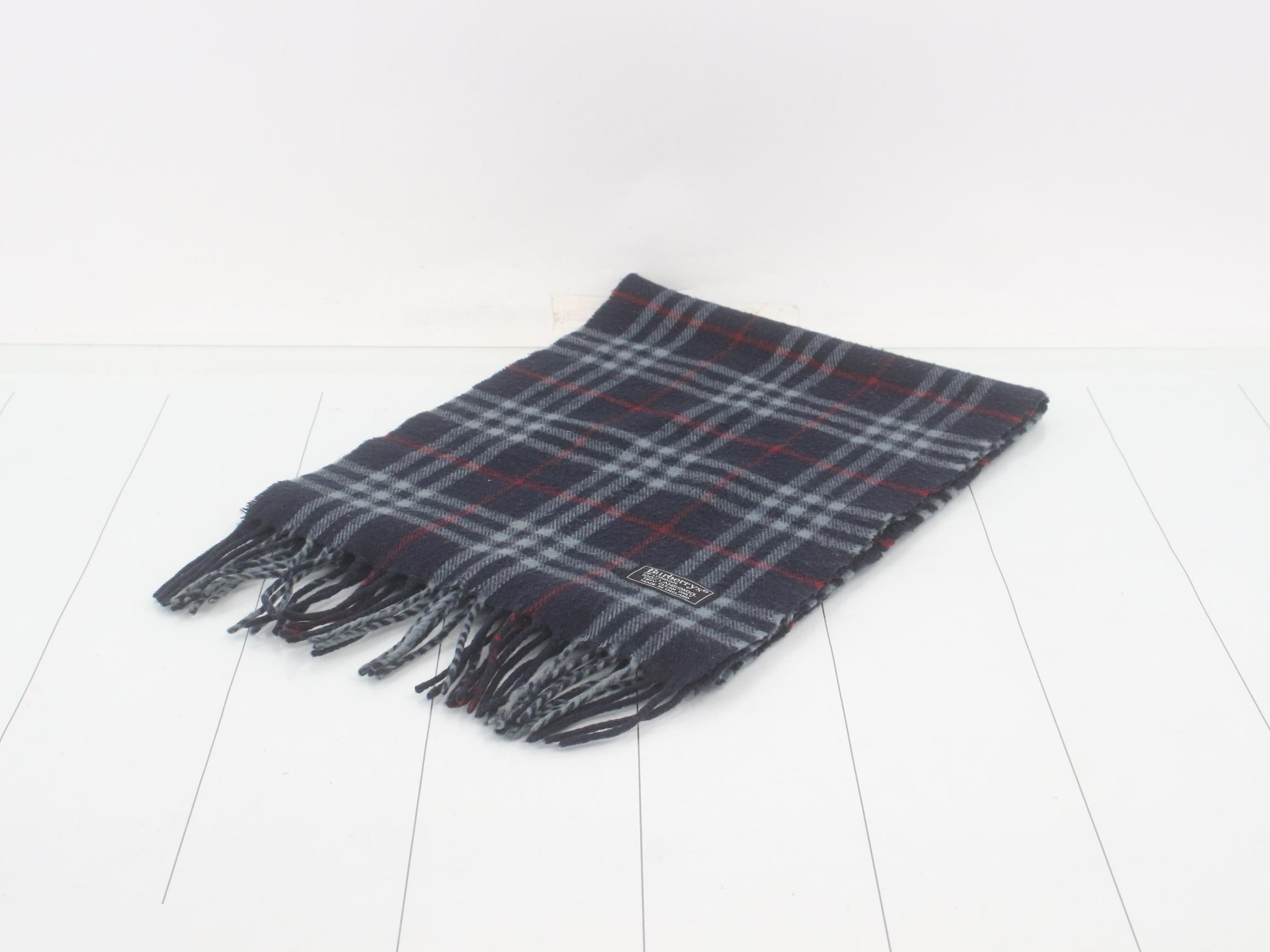 Nova Check Scarf, 100% Wool, Navy
