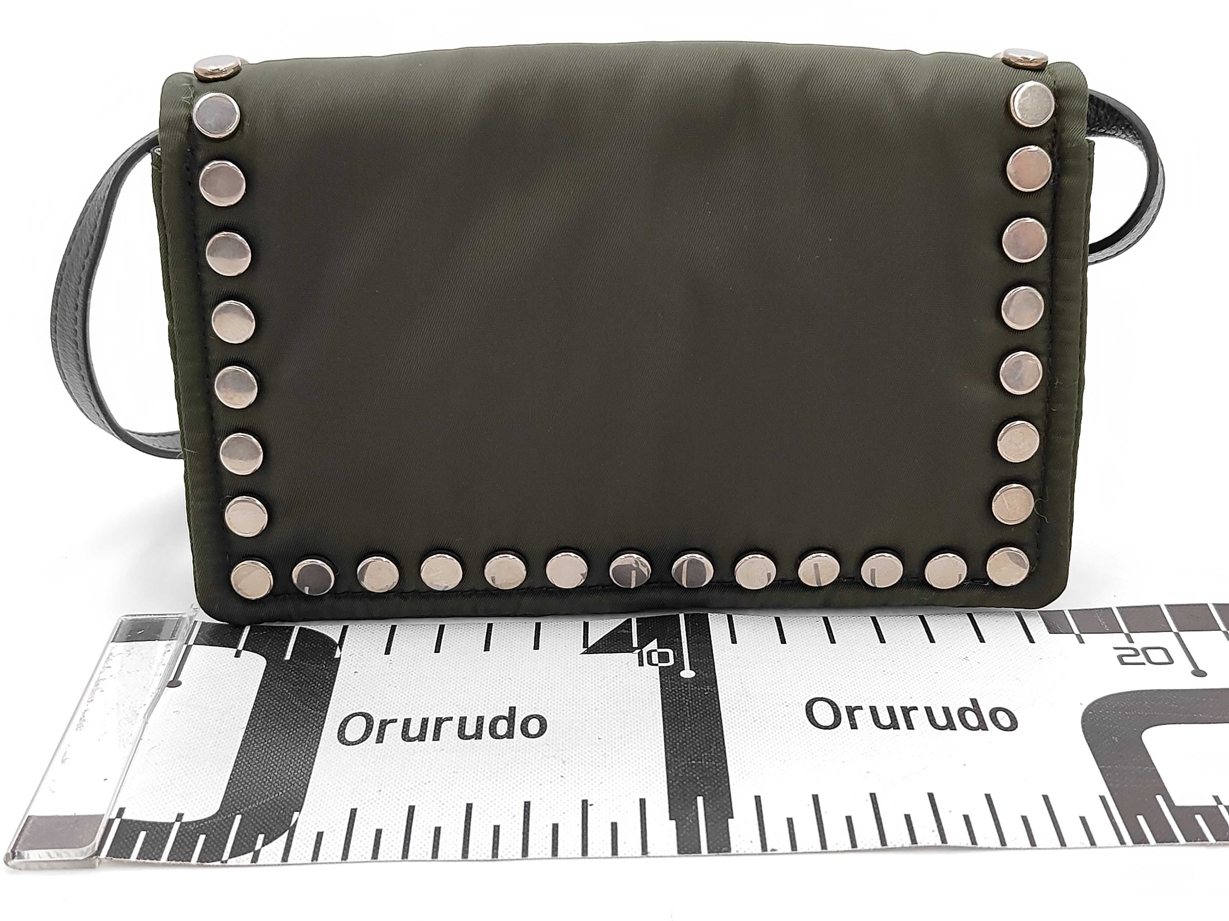 Etiquette Shoulder Bag, Nylon, Khaki, Rivet Shoulder Bag — view 2