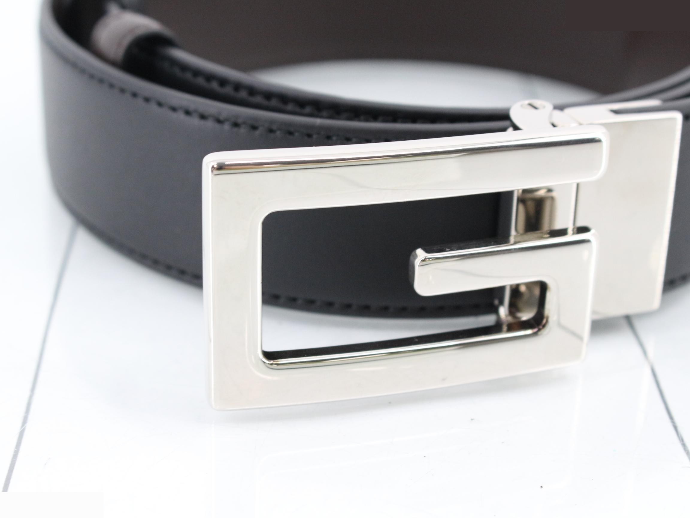 Square G Reversible Belt, List Price ¥85,800, Size 85/34, Black — view 3